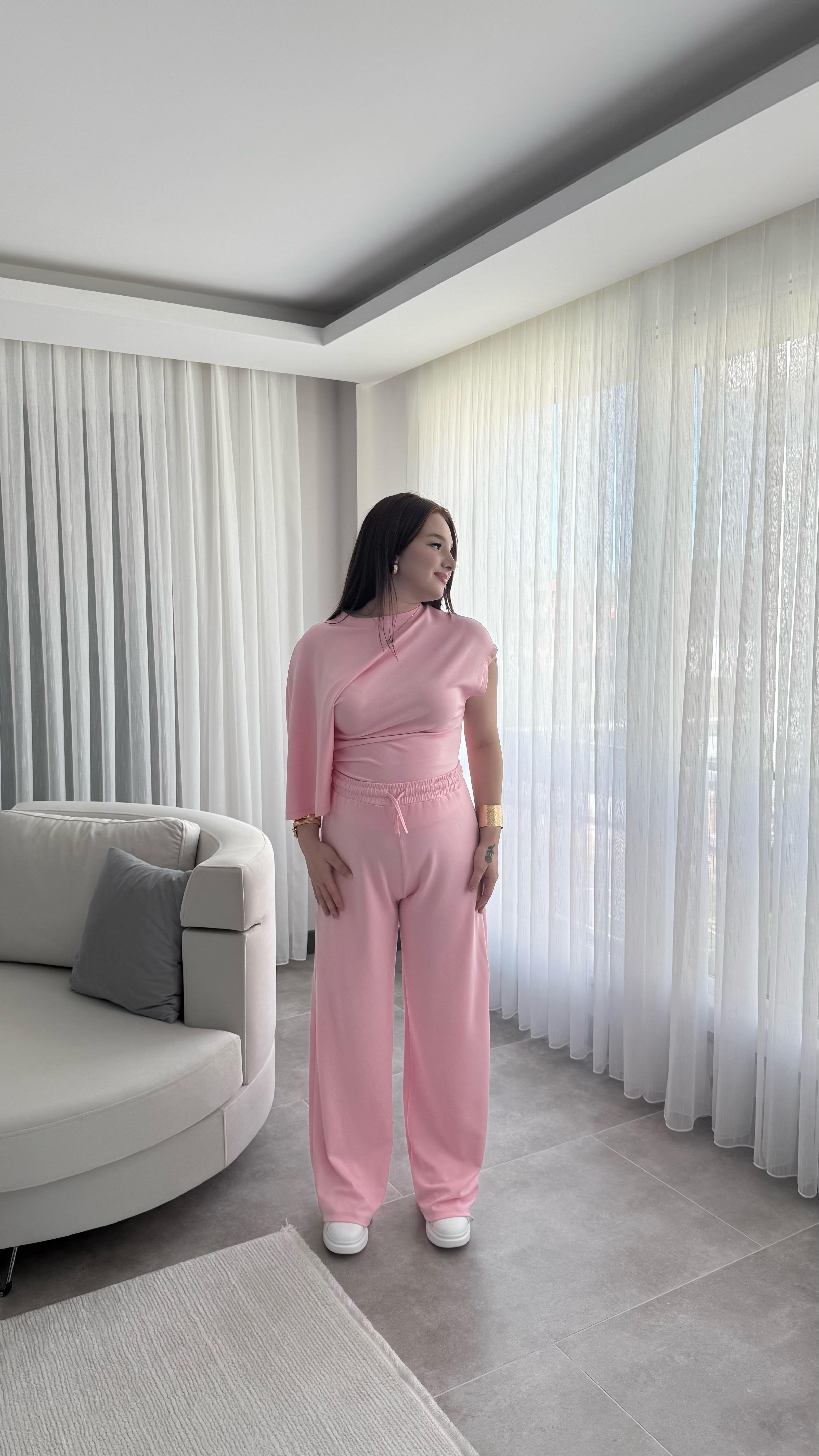 Oys. Modal Yarasa Kol Takım Pembe