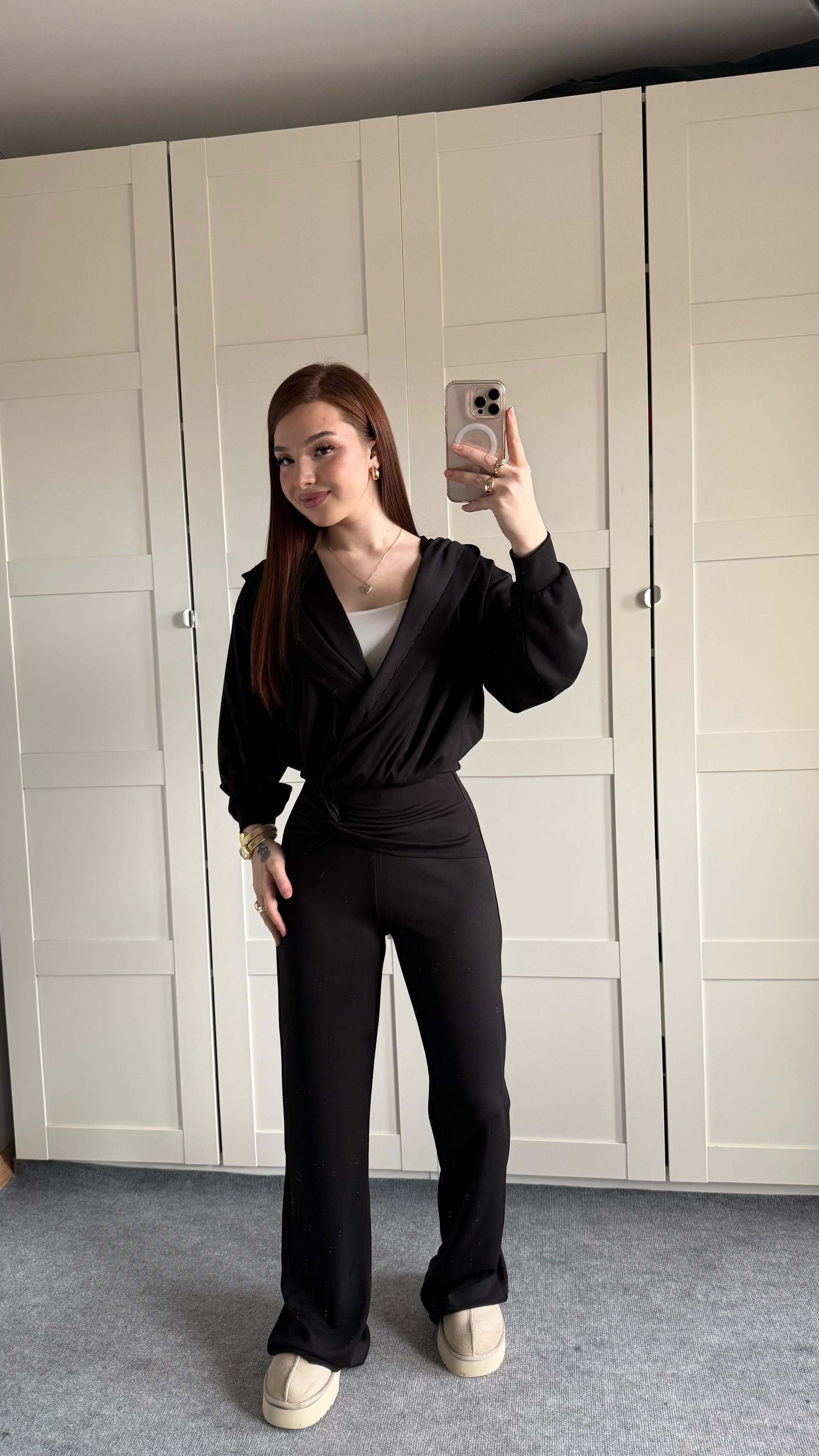 Oys. Kruvaze Modal Eşofman Takımı Siyah