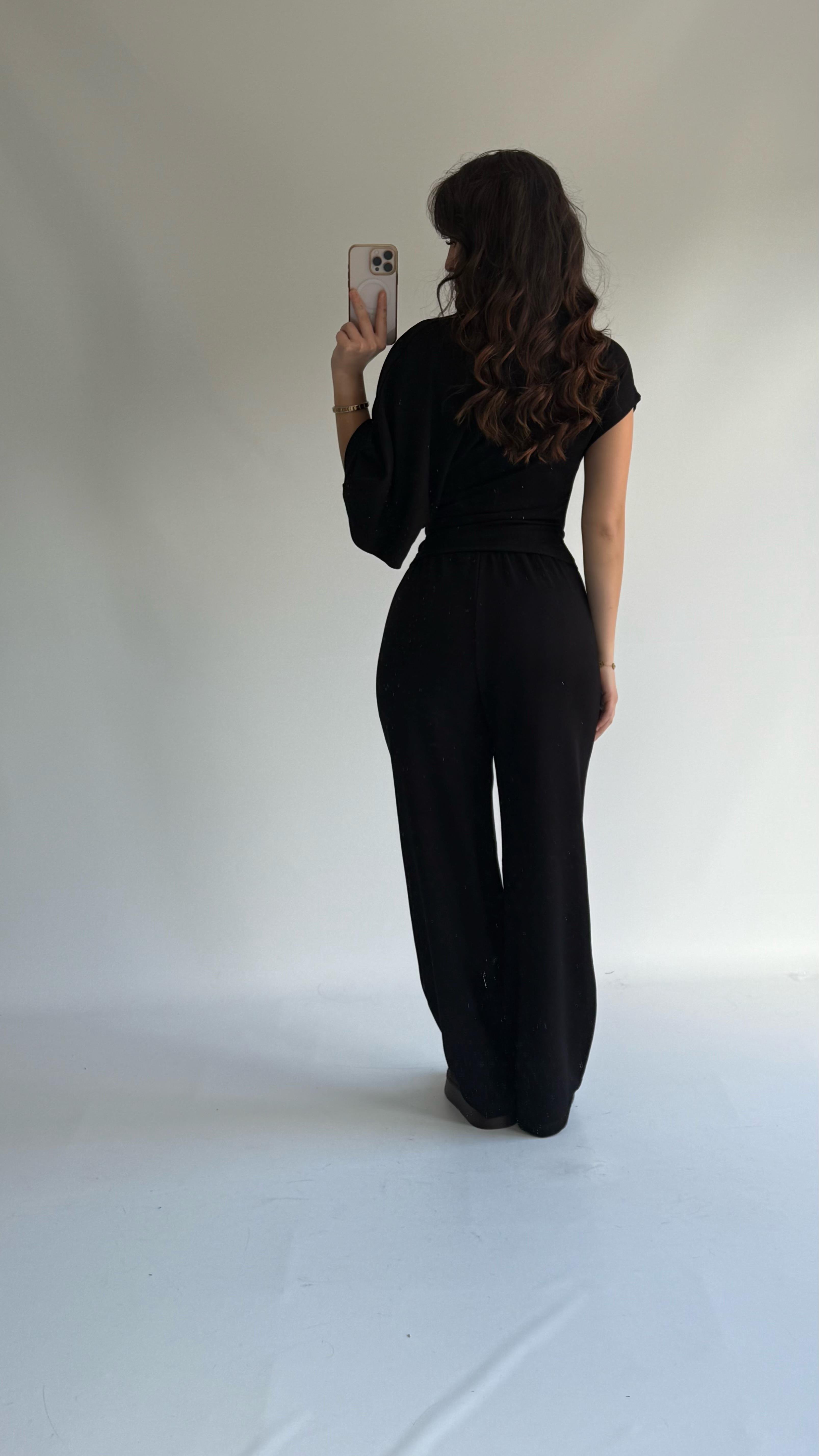 Oys. Modal Yarasa Kol Takım Siyah