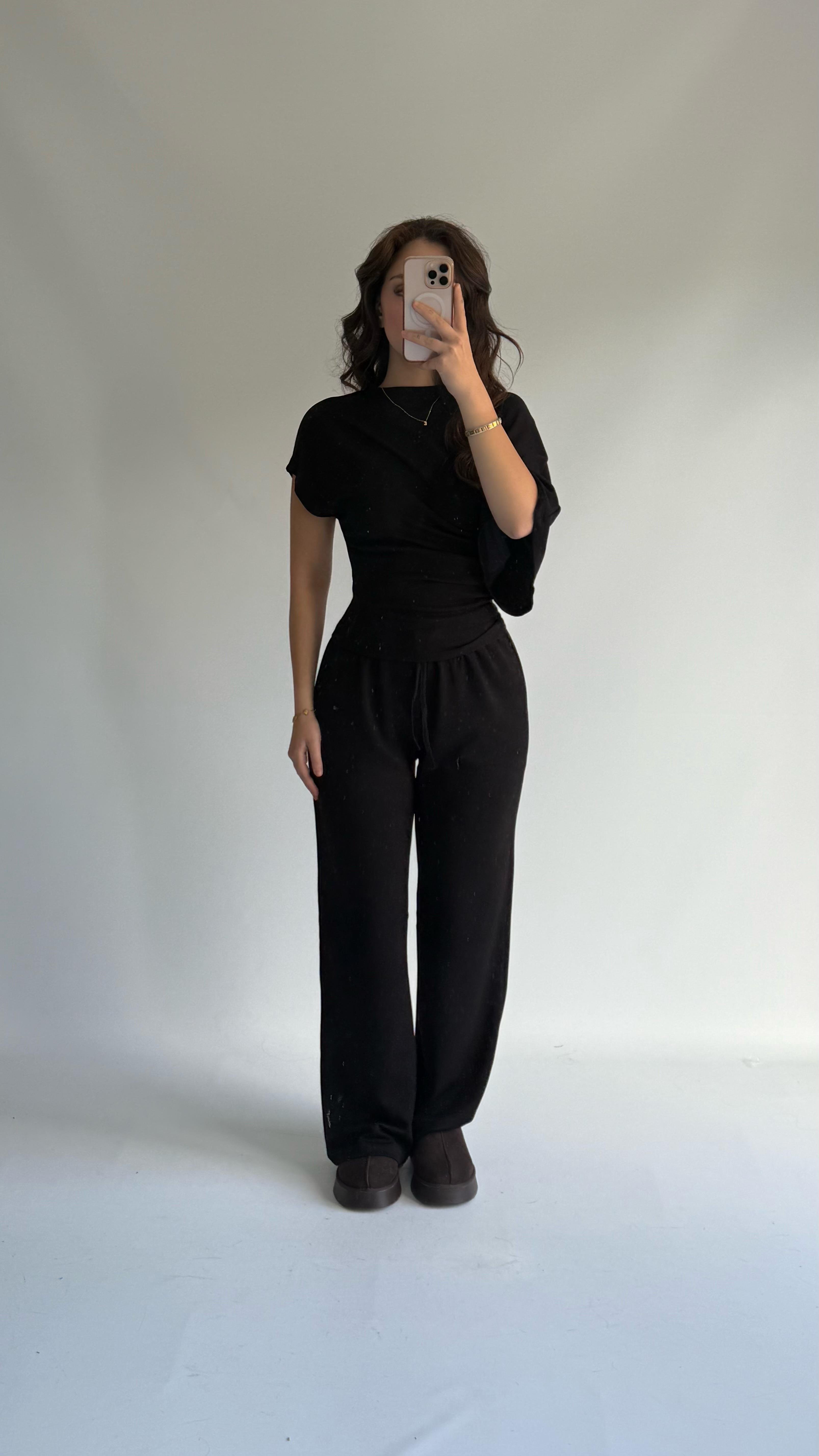 Oys. Modal Yarasa Kol Takım Siyah