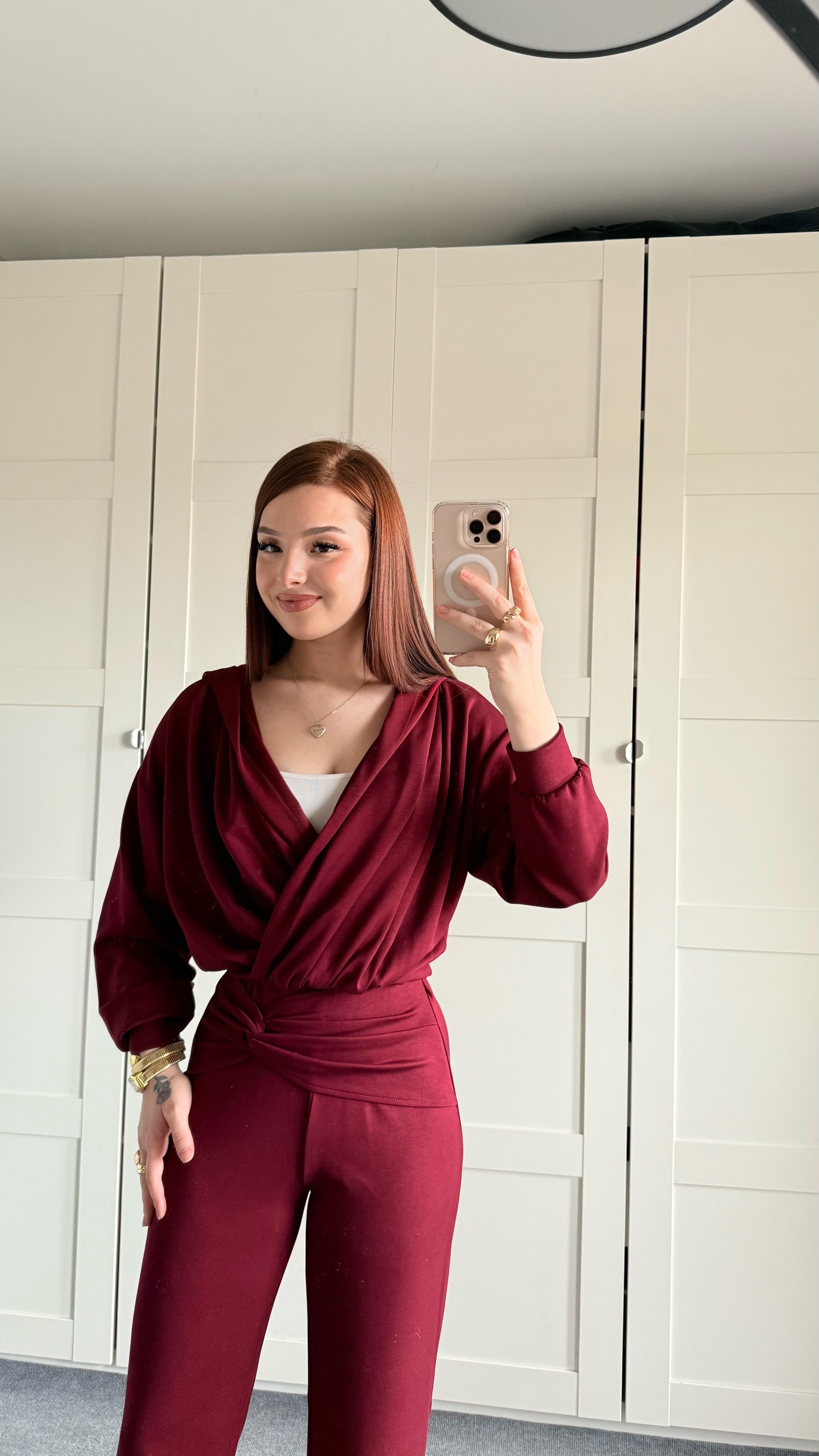 Oys. Kruvaze Modal Eşofman Takımı Bordo