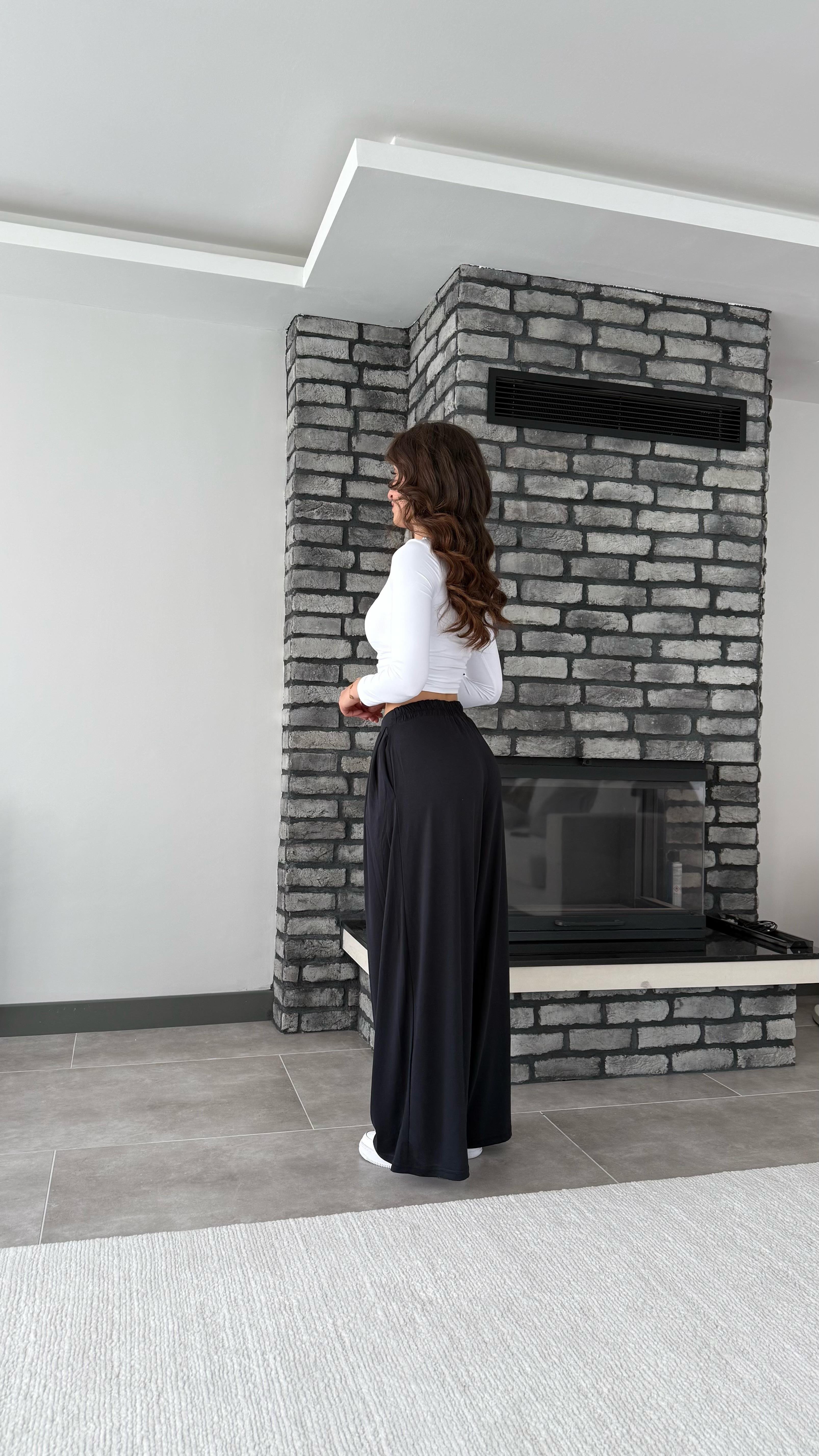 Oys. Modal Karışımlı Dökümlü Pantolon Siyah