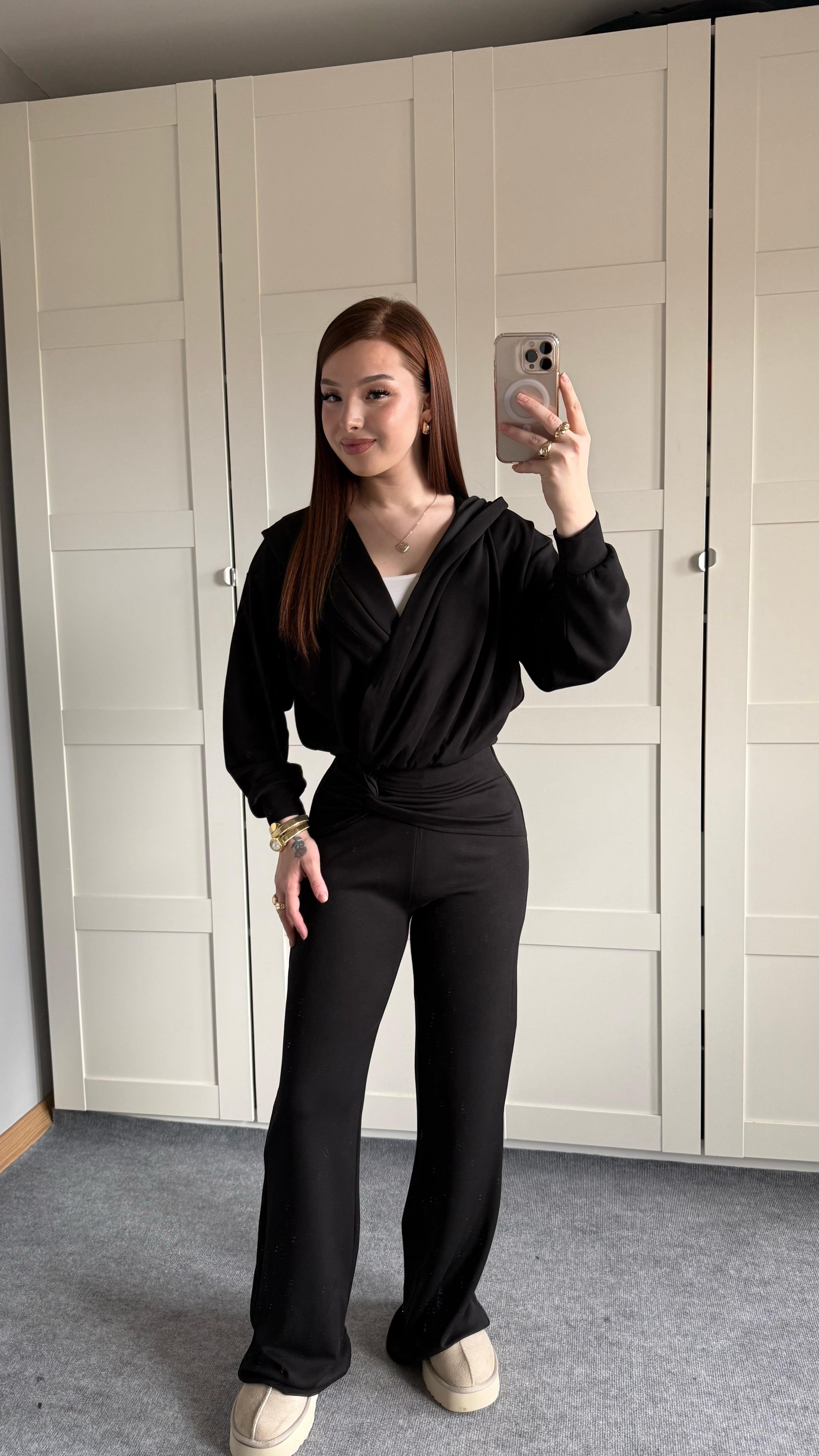 Oys. Kruvaze Modal Eşofman Takımı Siyah