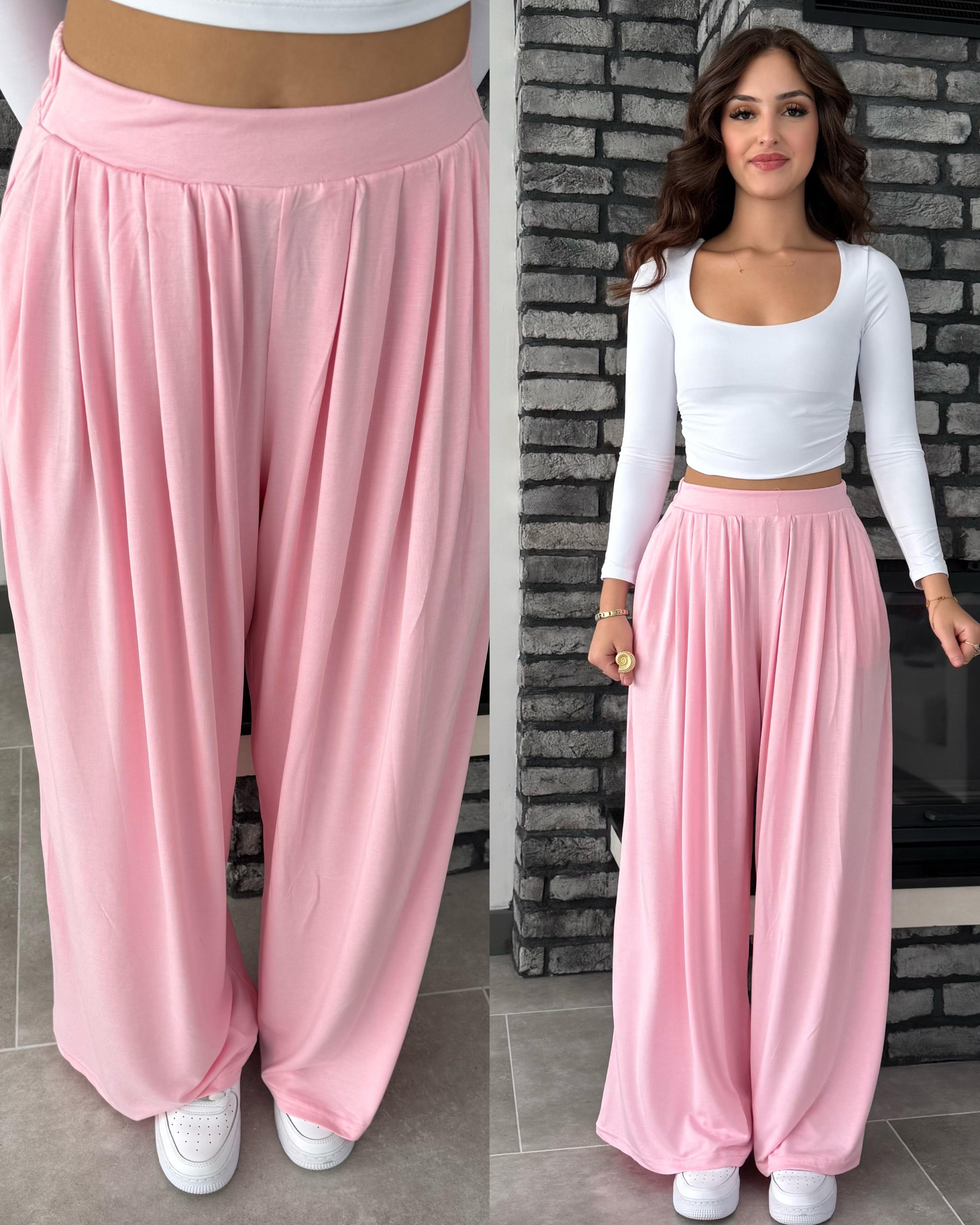 Oys. Modal Karışımlı Dökümlü Pantolon Pembe