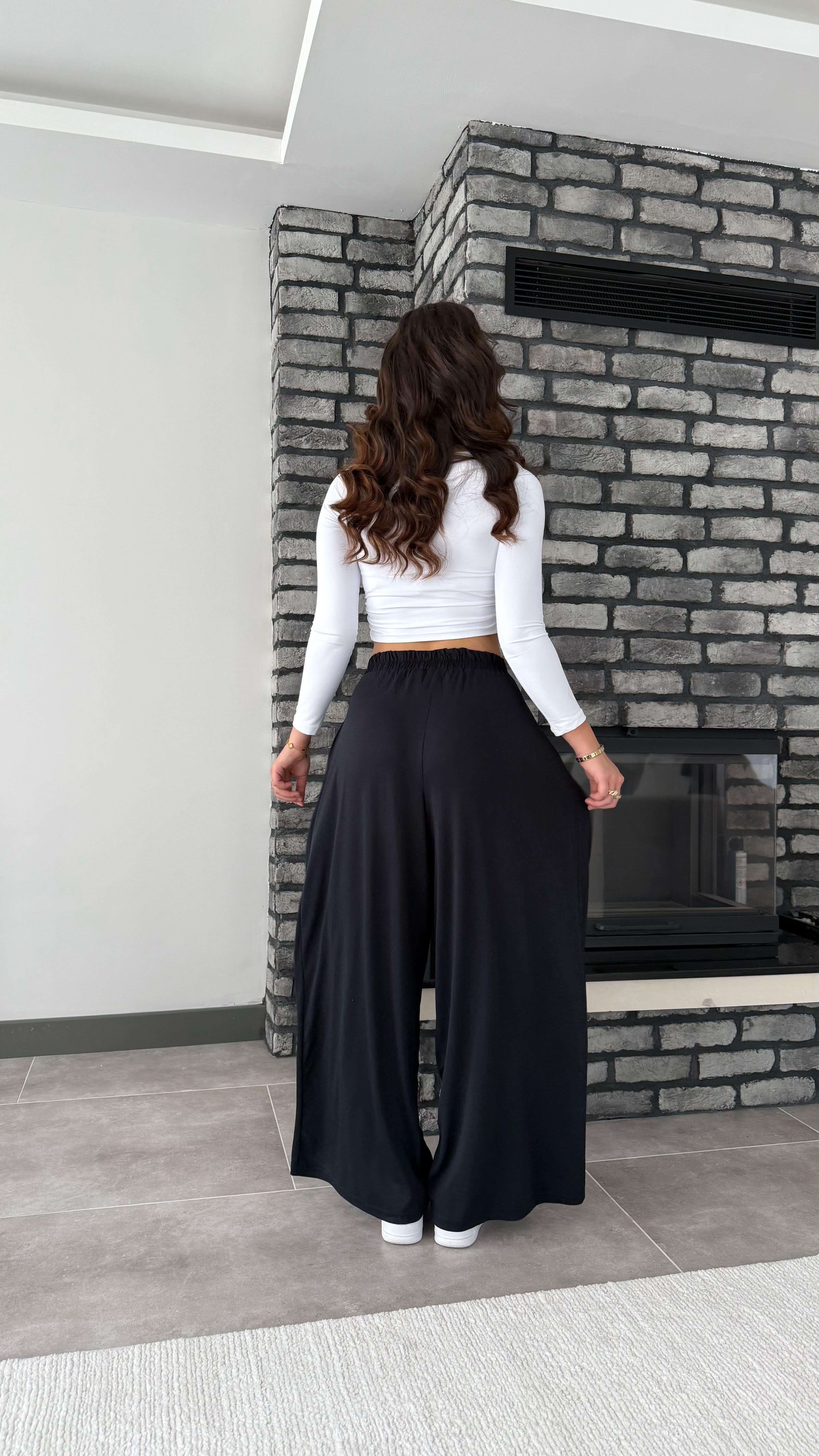 Oys. Modal Karışımlı Dökümlü Pantolon Siyah