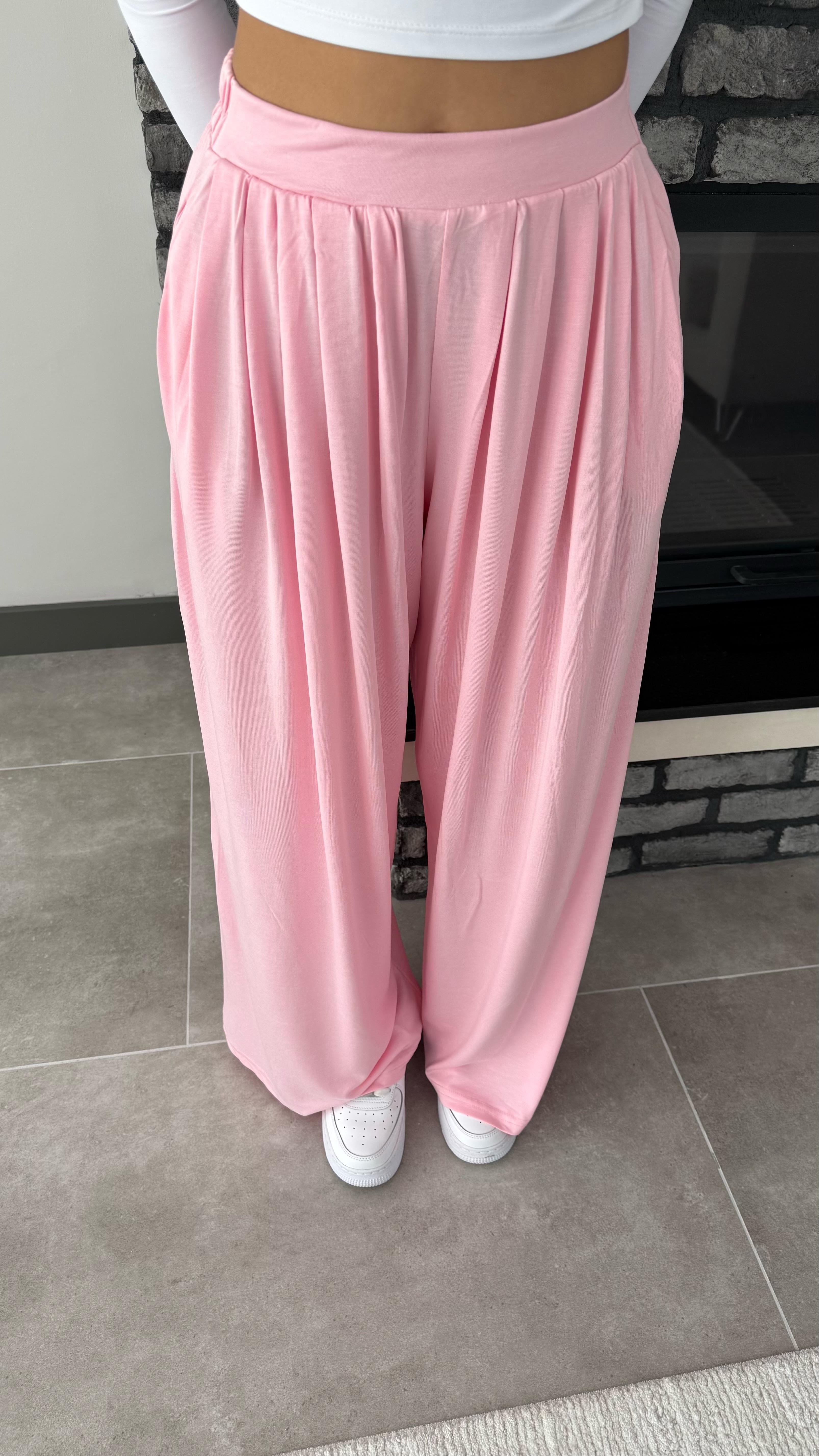 Oys. Modal Karışımlı Dökümlü Pantolon Pembe