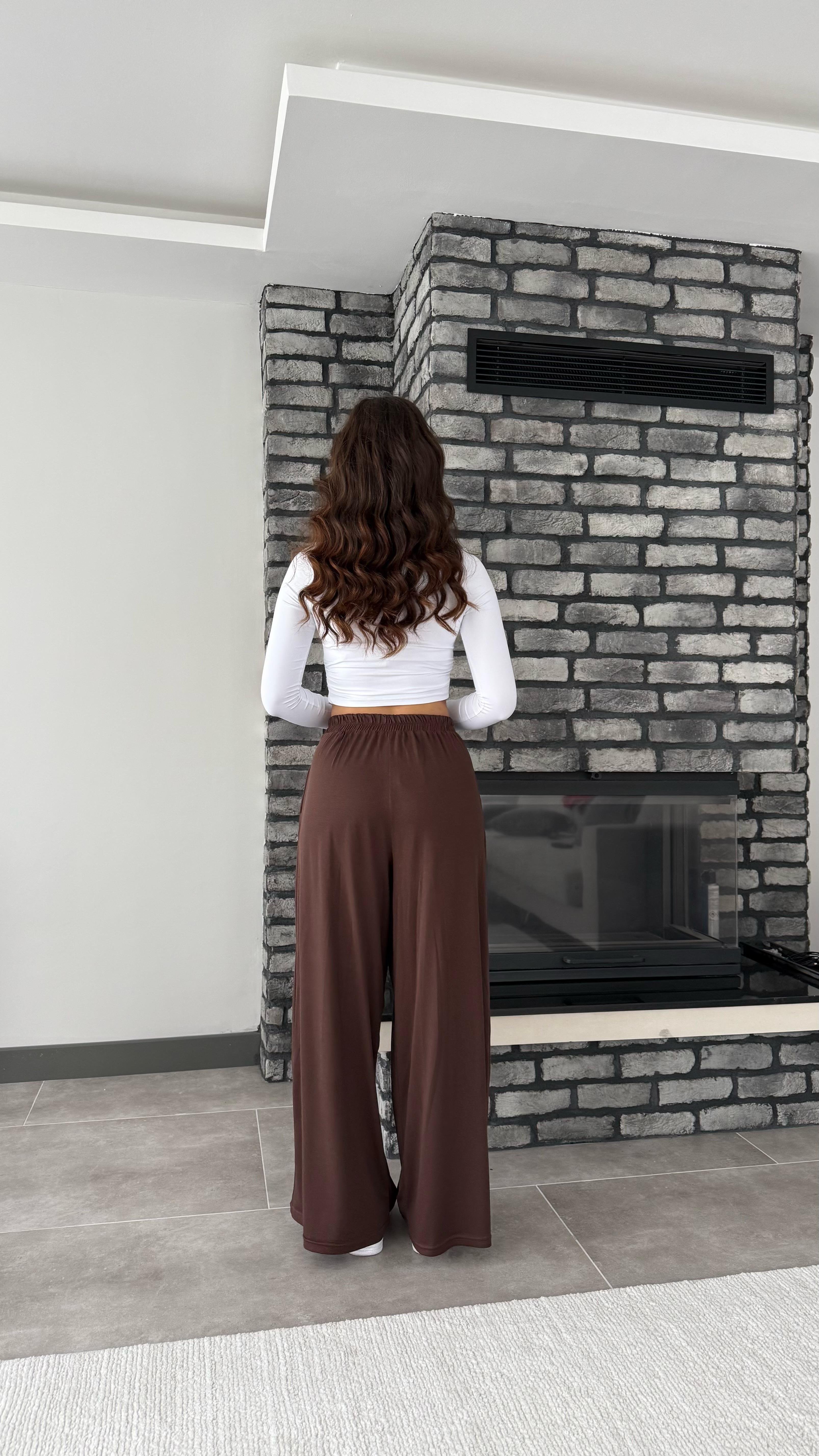 Oys. Modal Karışımlı Dökümlü Pantolon Kahverengi