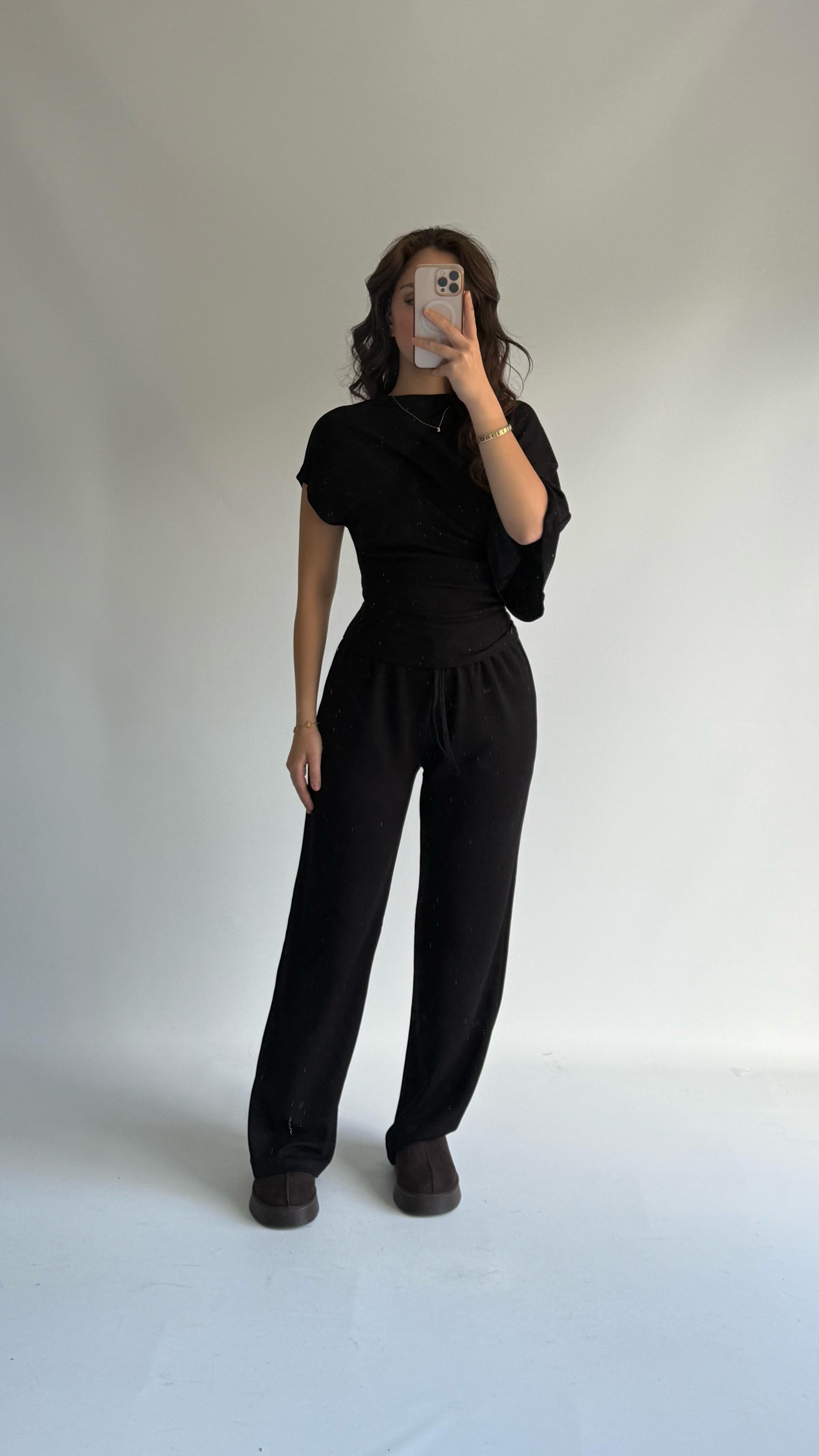 Oys. Modal Yarasa Kol Takım Siyah