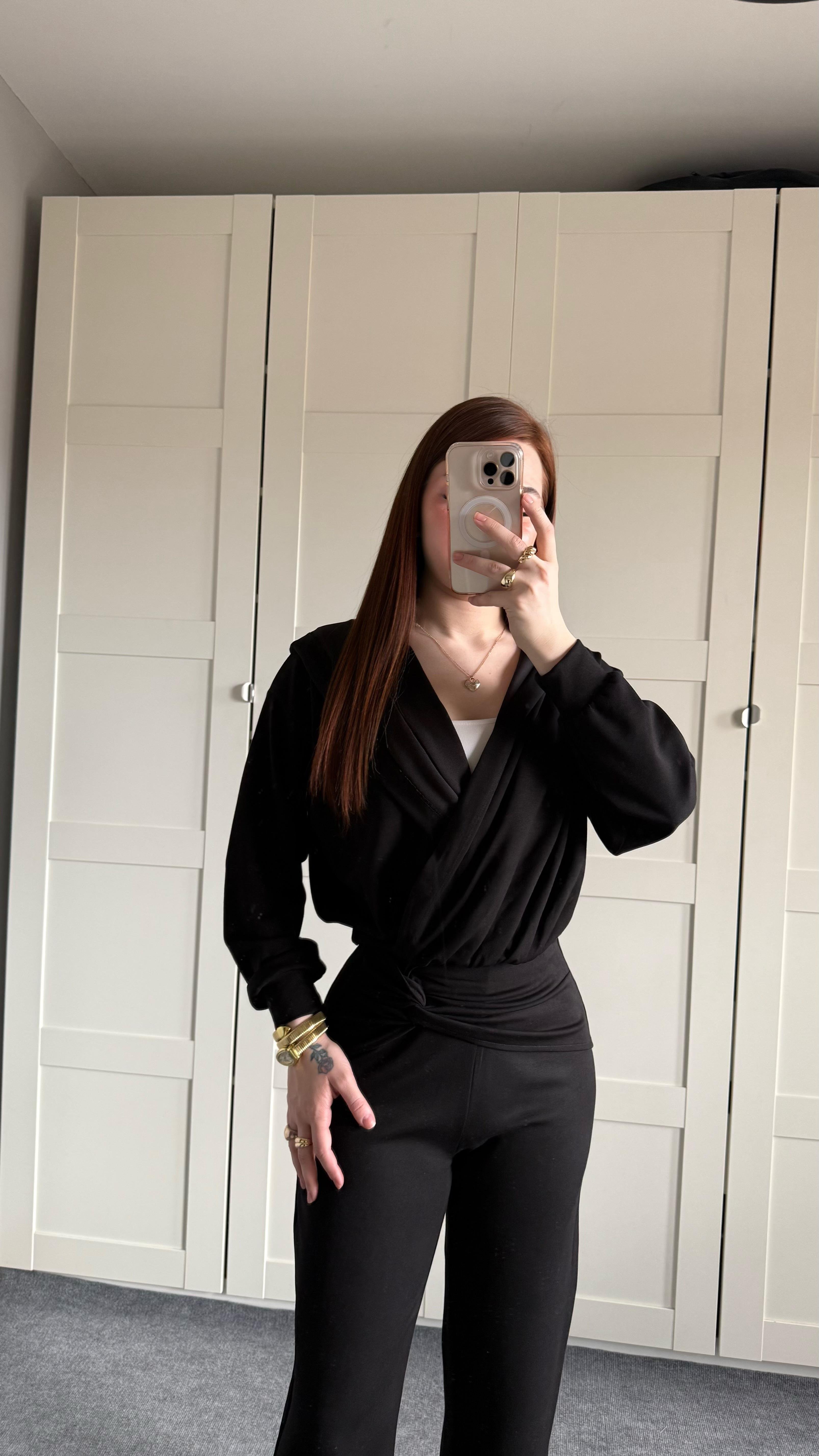 Oys. Kruvaze Modal Eşofman Takımı Siyah