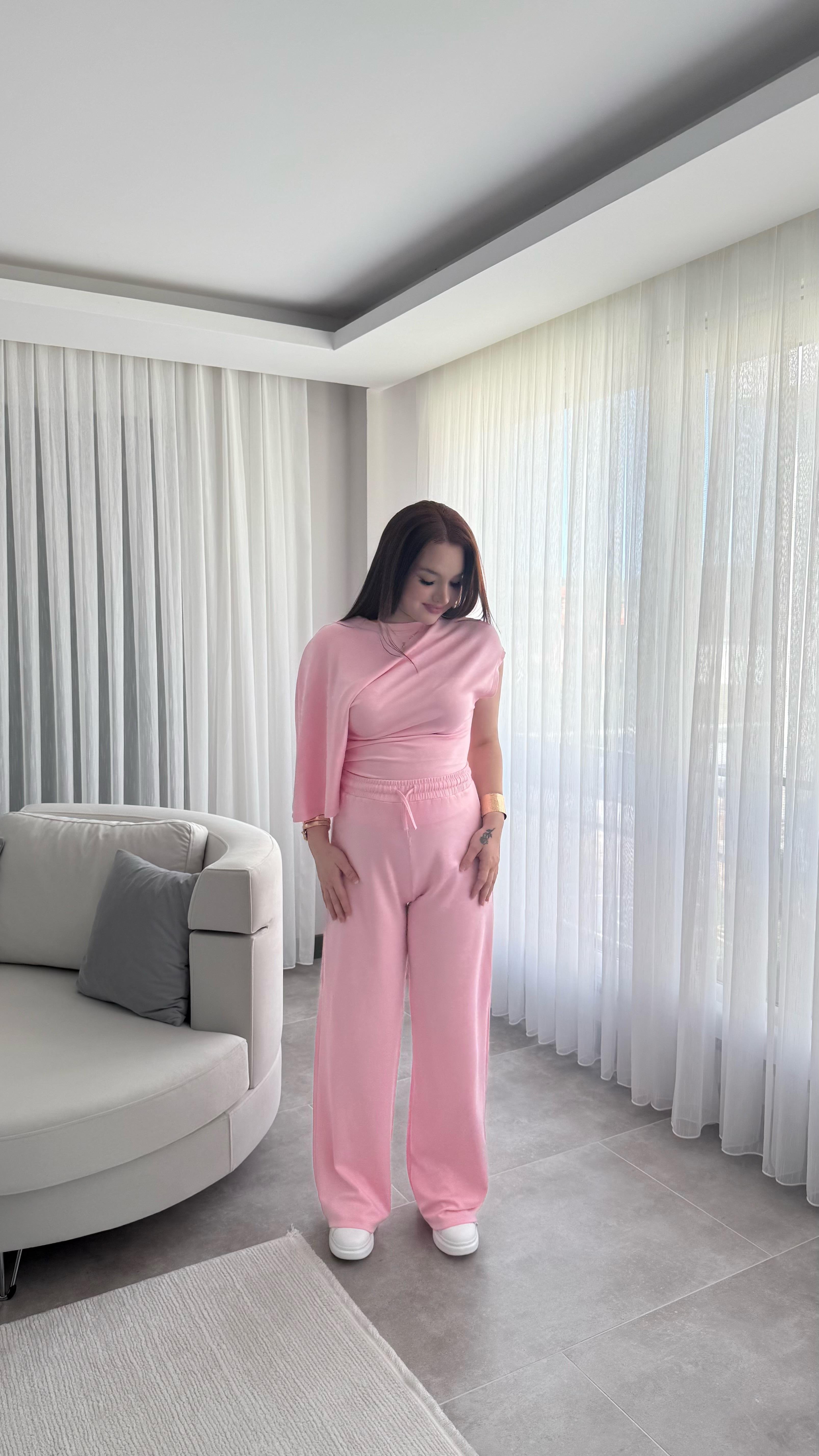Oys. Modal Yarasa Kol Takım Pembe