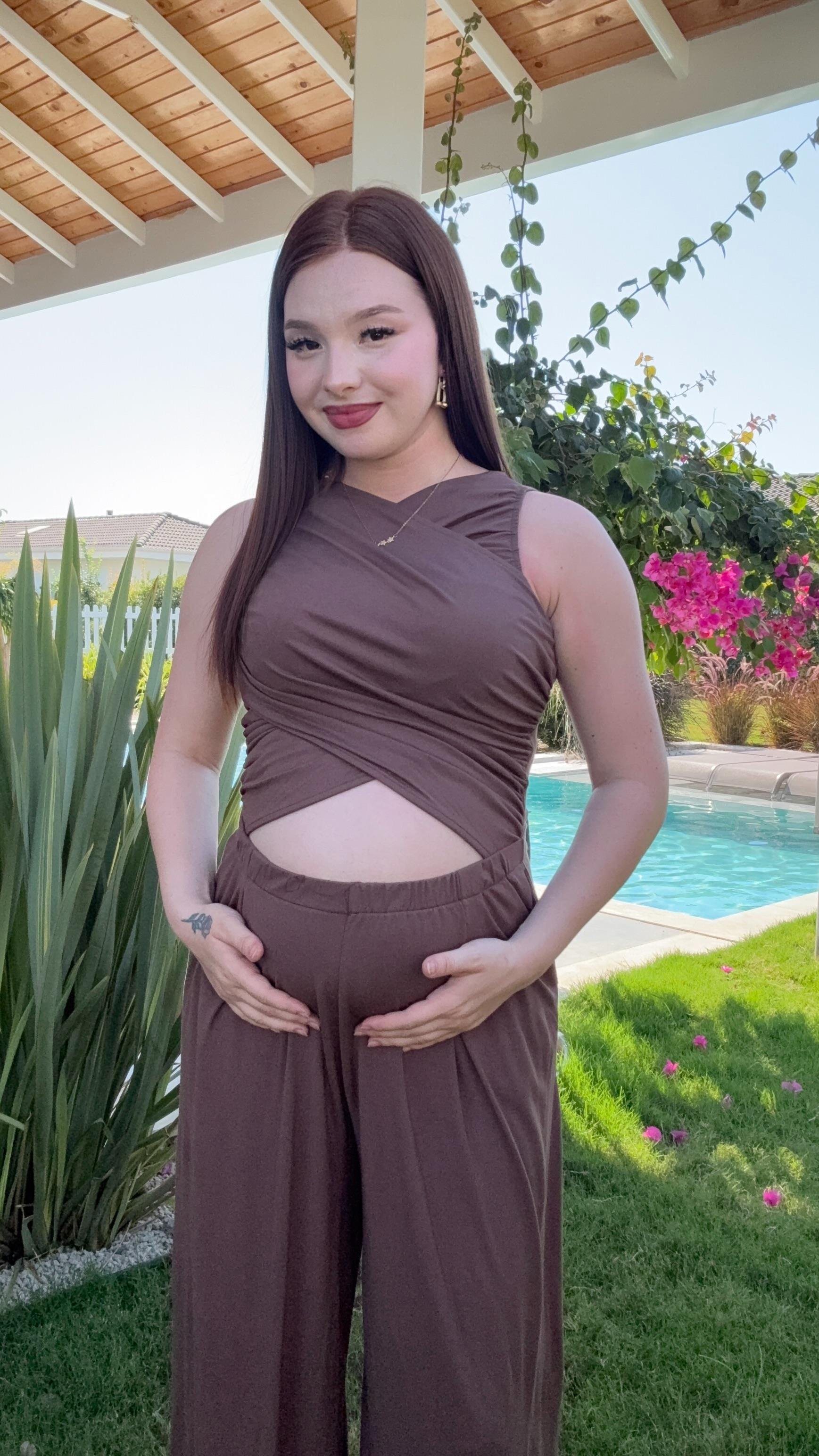 Oysh. Bel Detay Bol Tulum Kahverengi