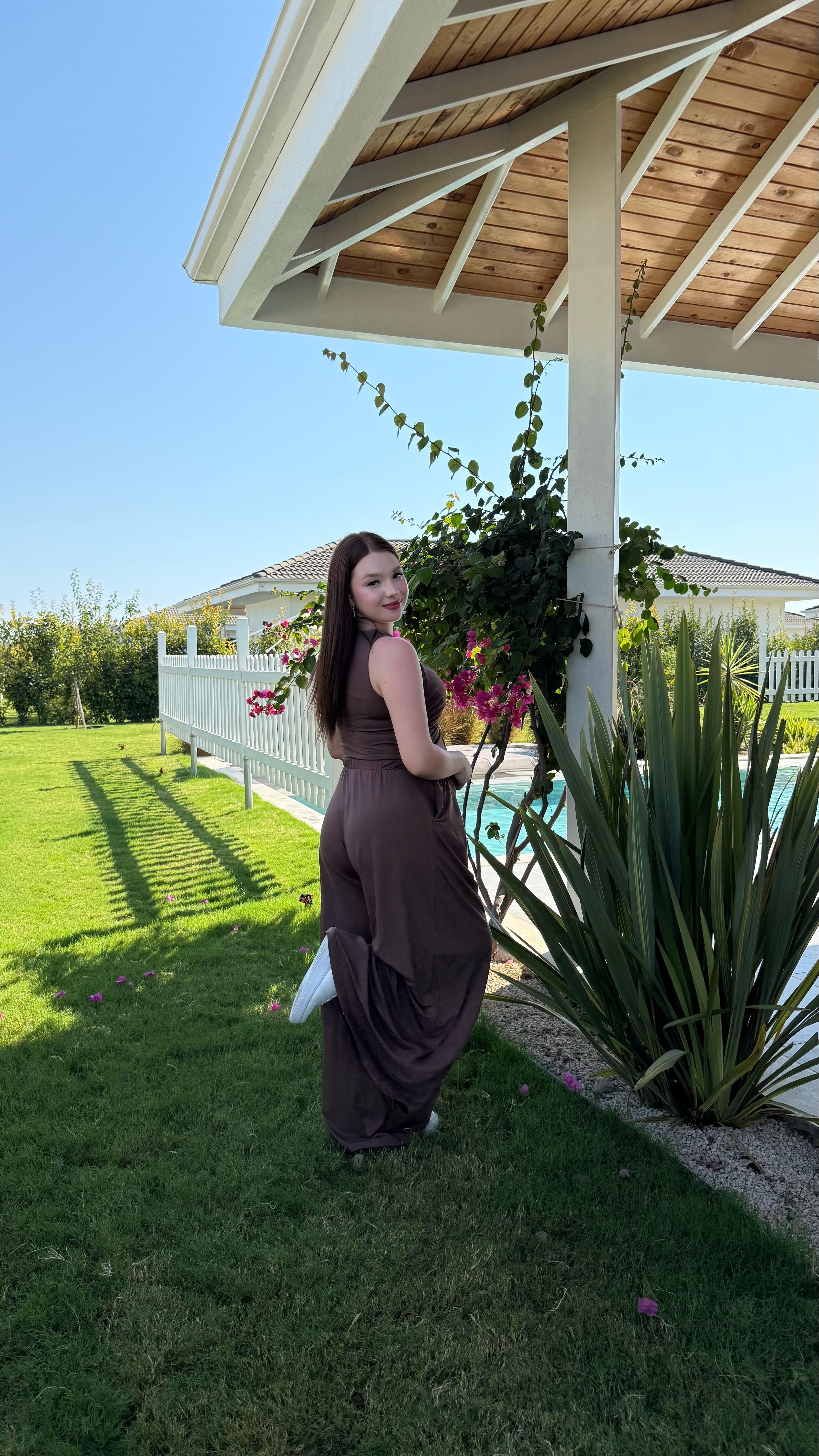 Oysh. Bel Detay Bol Tulum Kahverengi