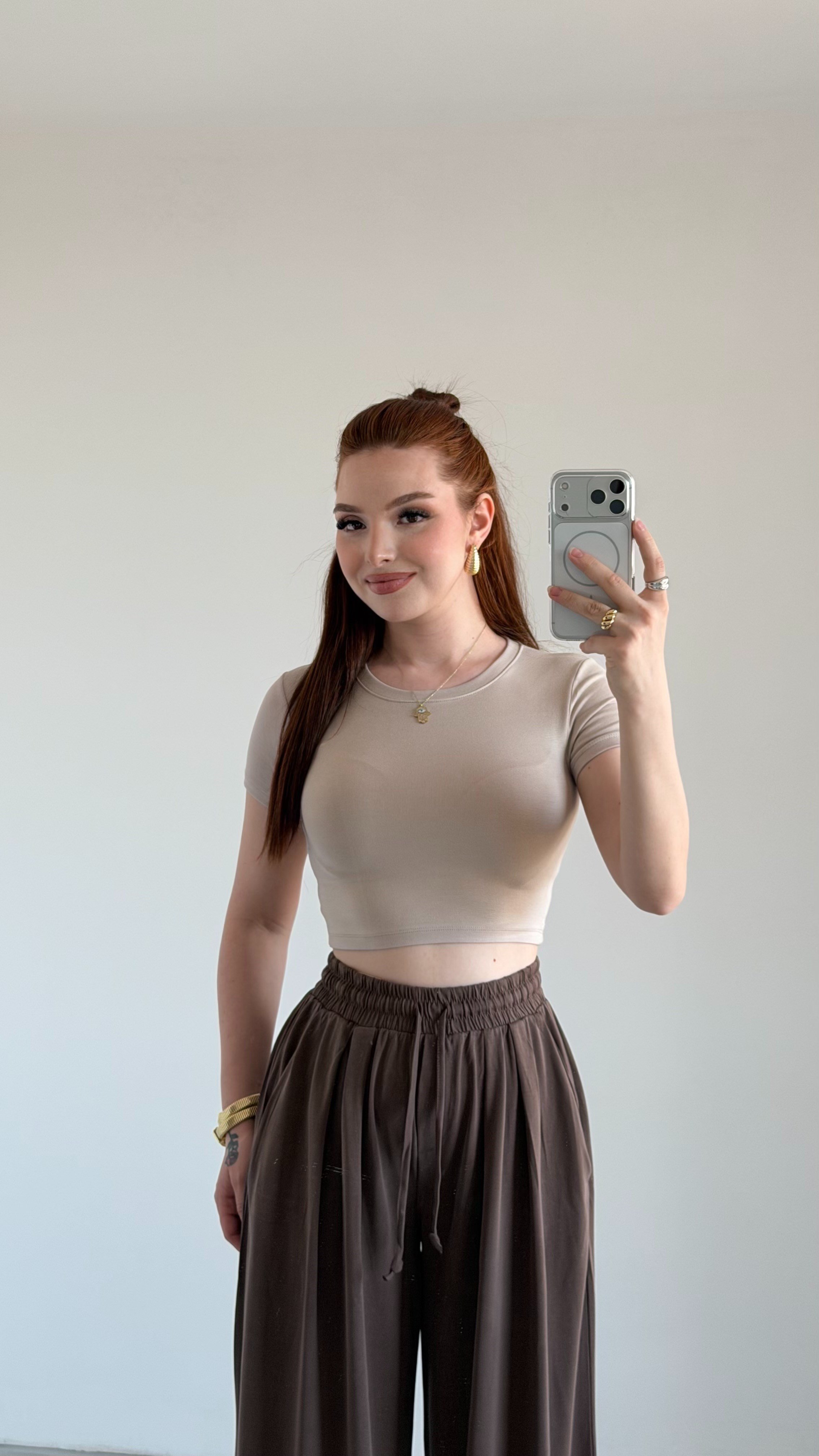 Oysh. Yarım Modal Crop bej