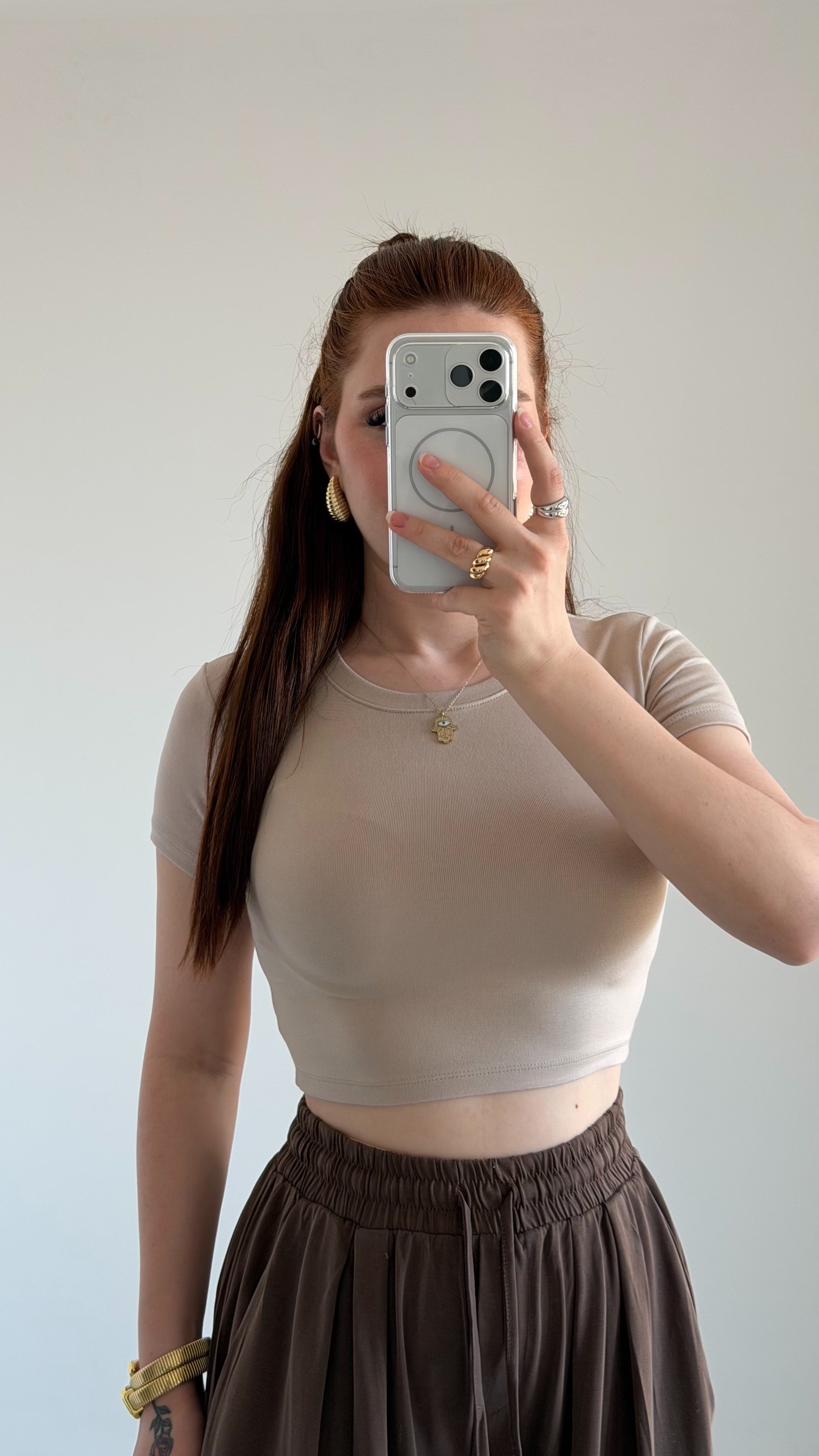 Oysh. Yarım Modal Crop bej