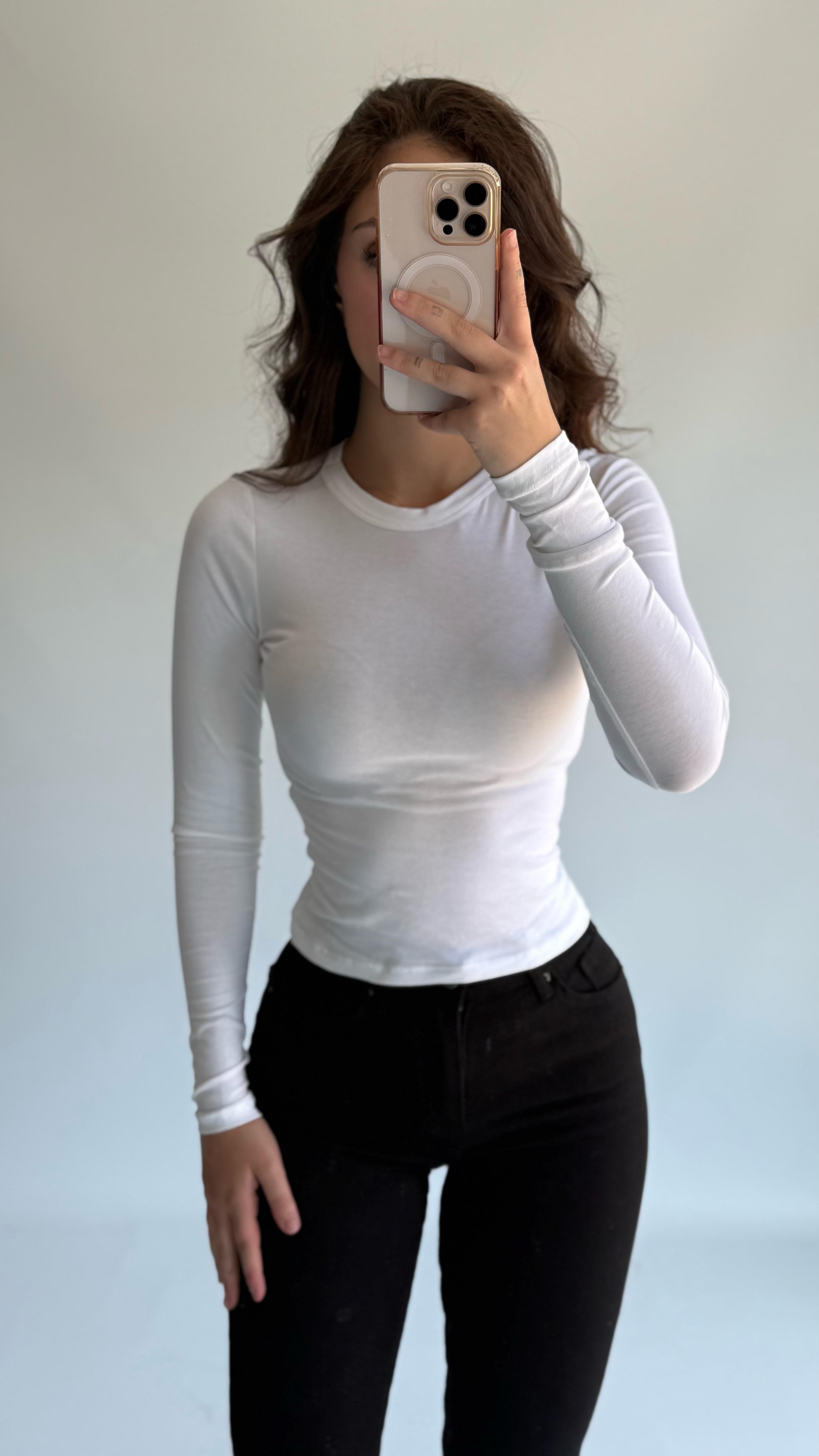 Pamuklu HM Uzun Kollu Body Beyaz