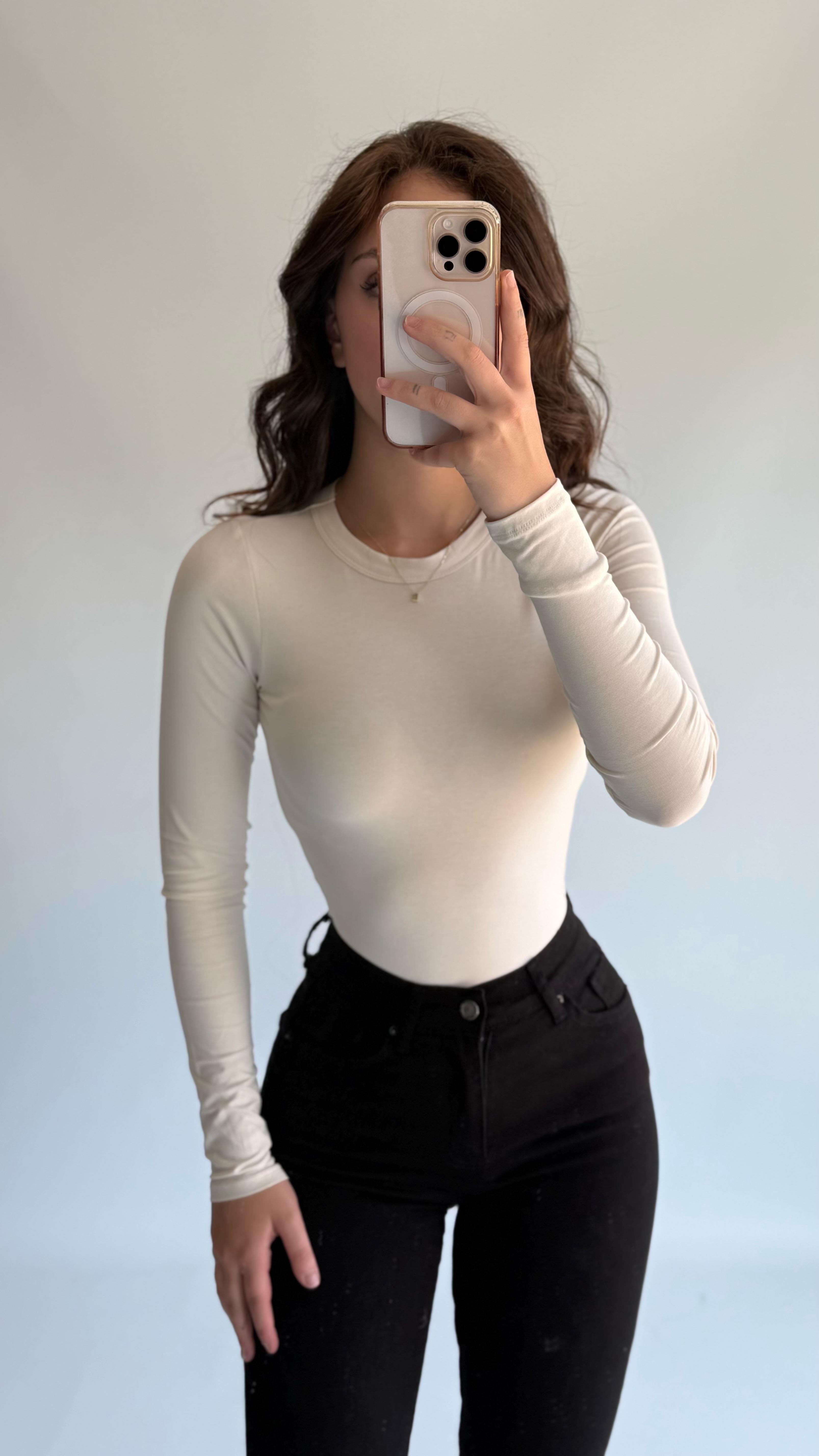 Pamuklu HM Uzun Kollu Body Ekru