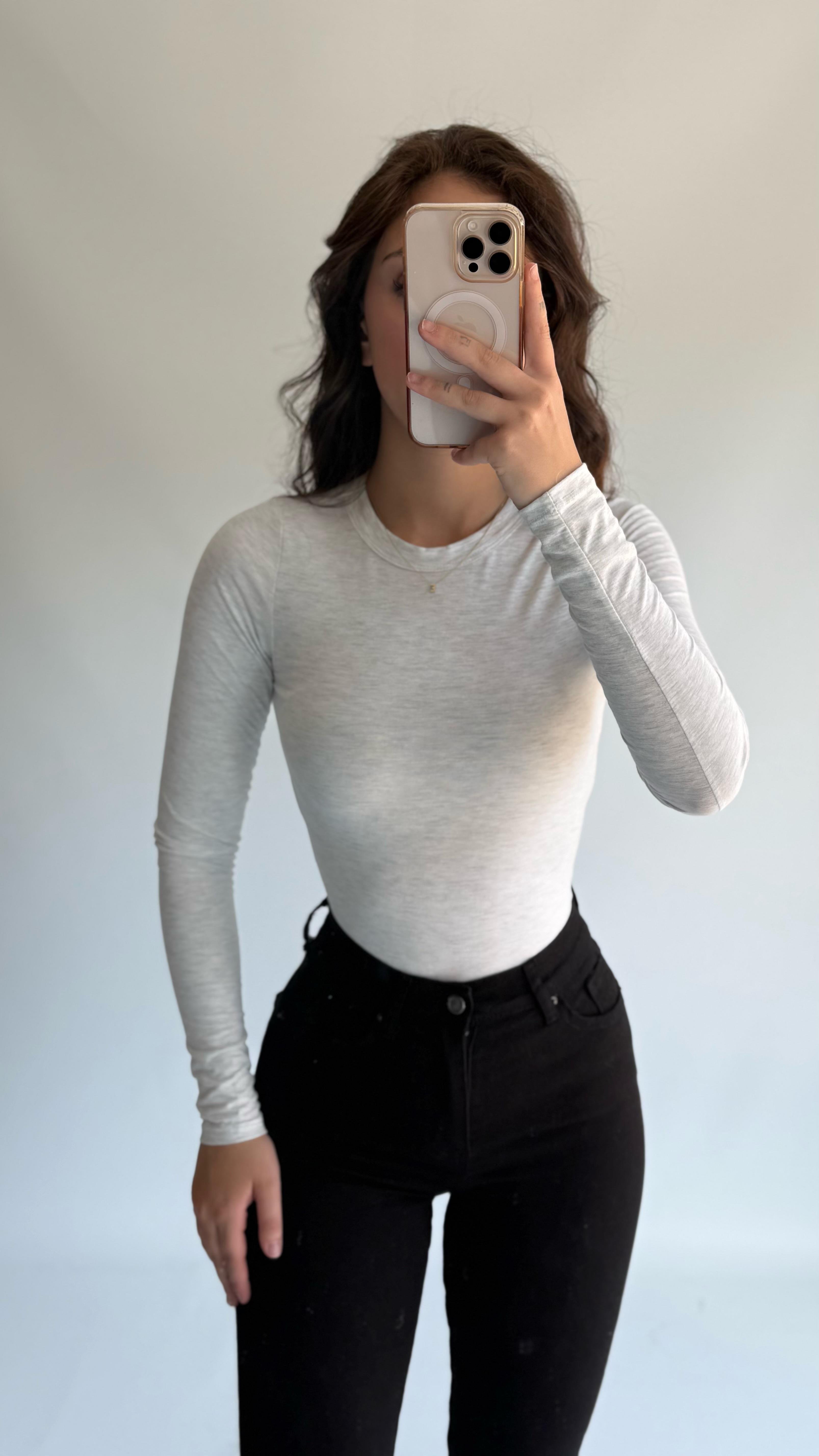 Pamuklu HM Uzun Kollu Body Gri