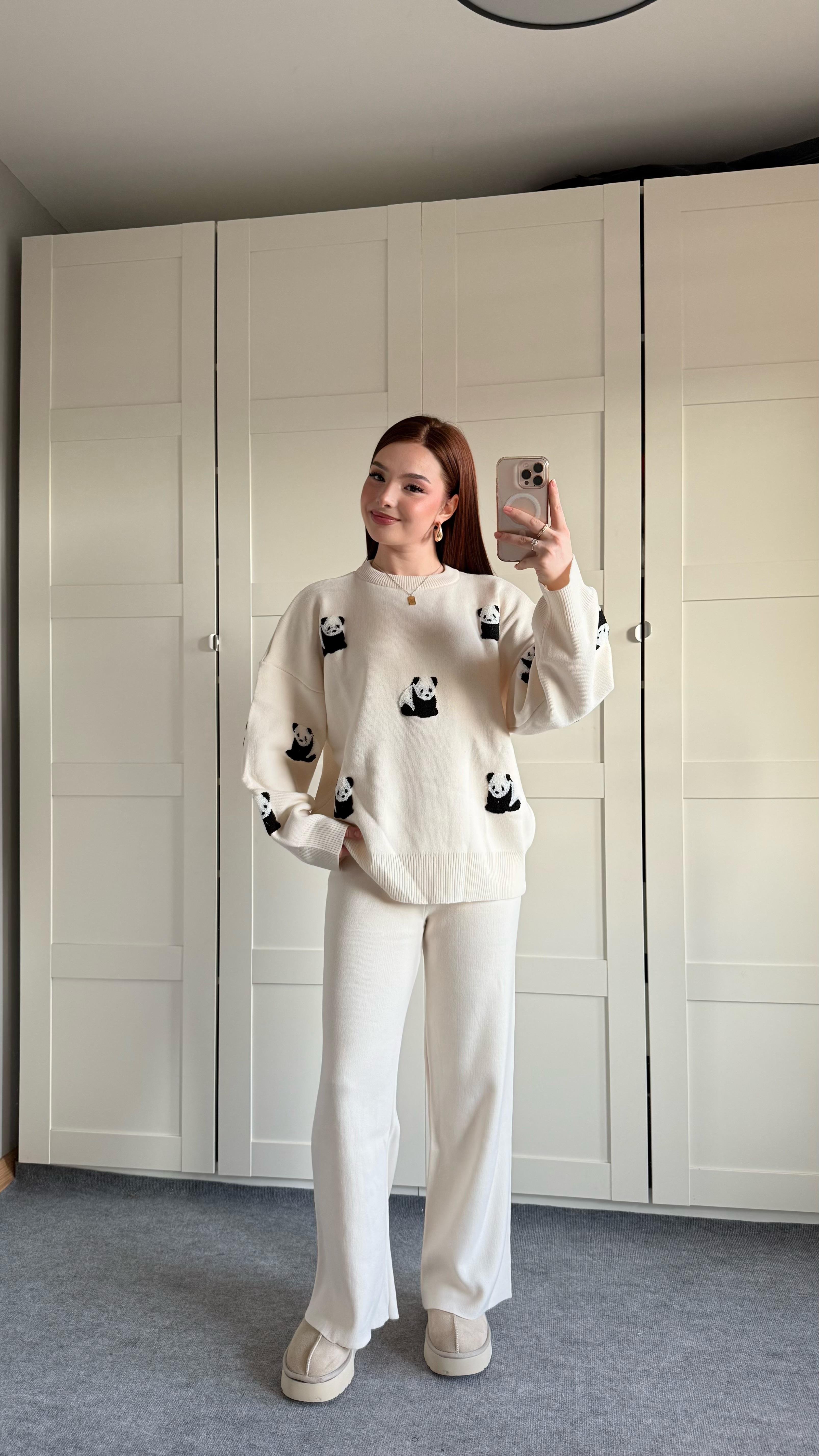 Panda Ekru Triko Takım 