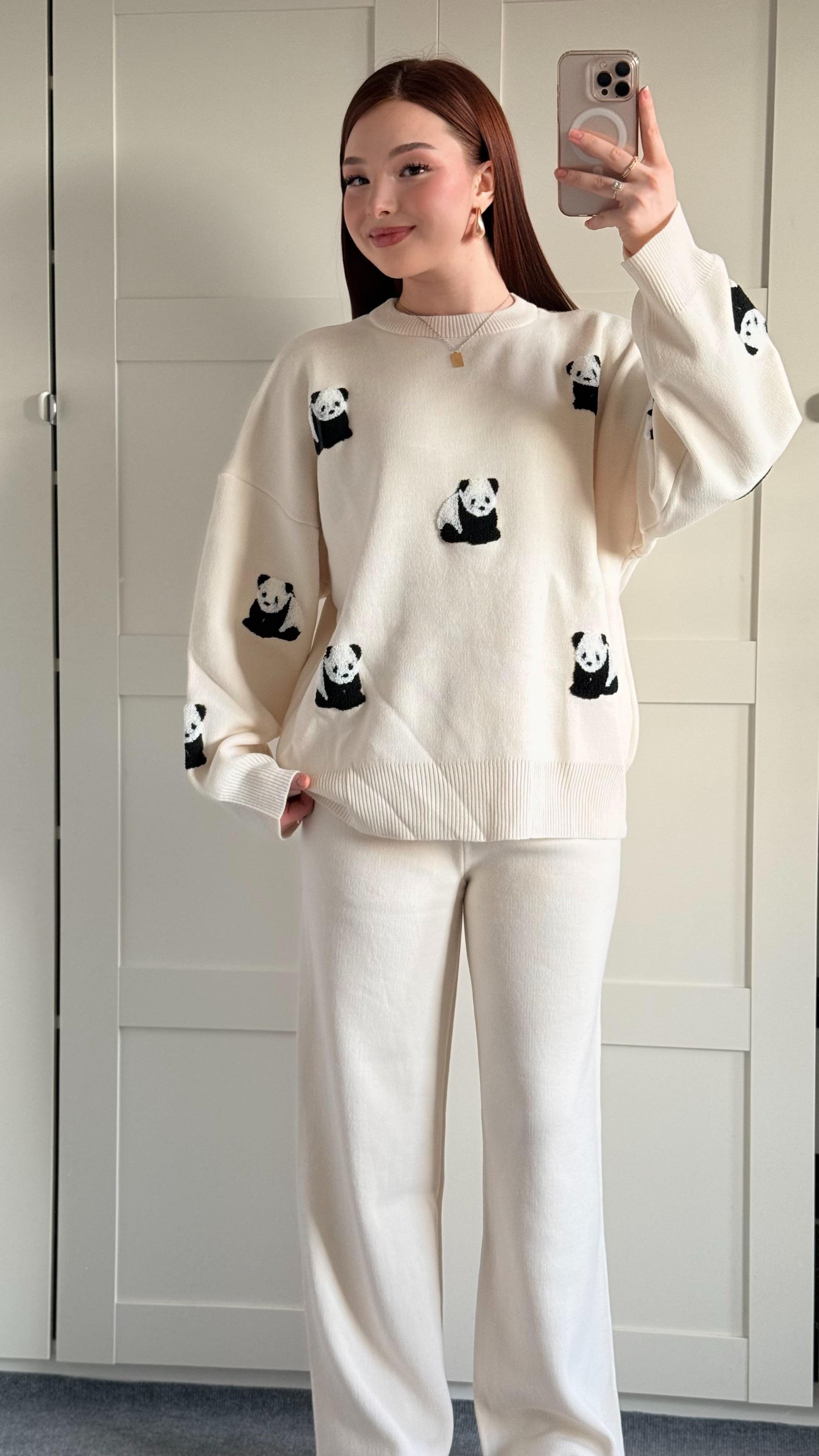 Panda Ekru Triko Takım 