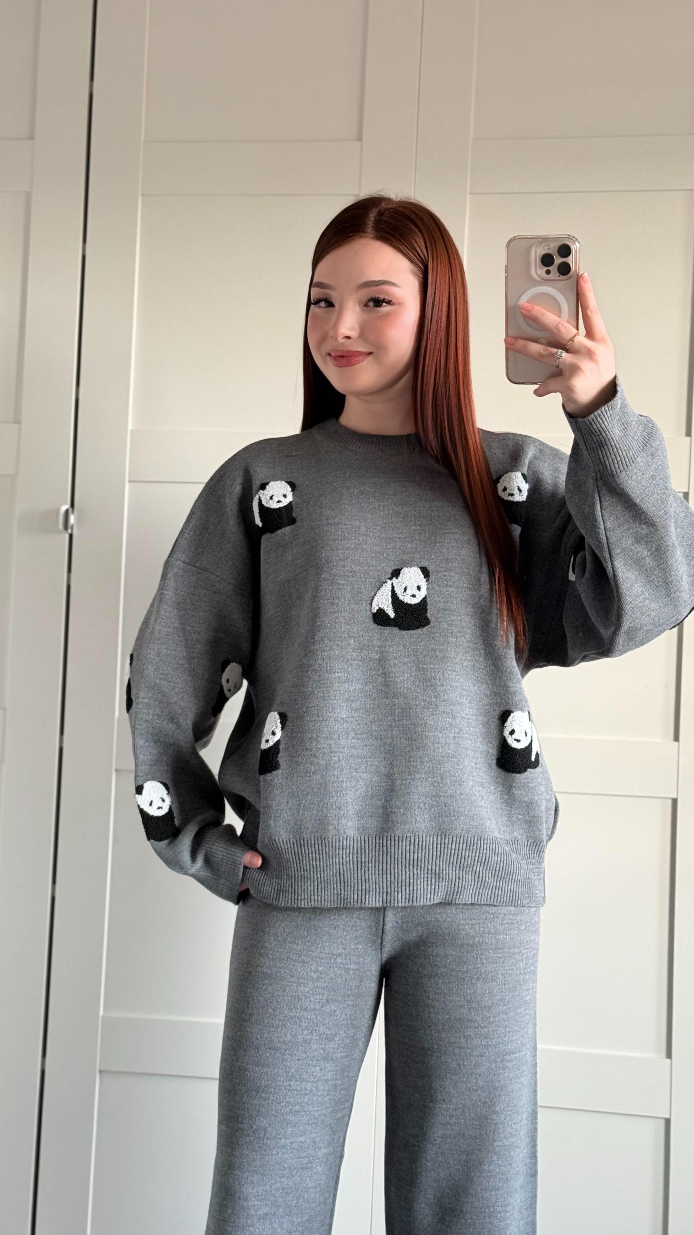 Panda Gri Triko Takım 