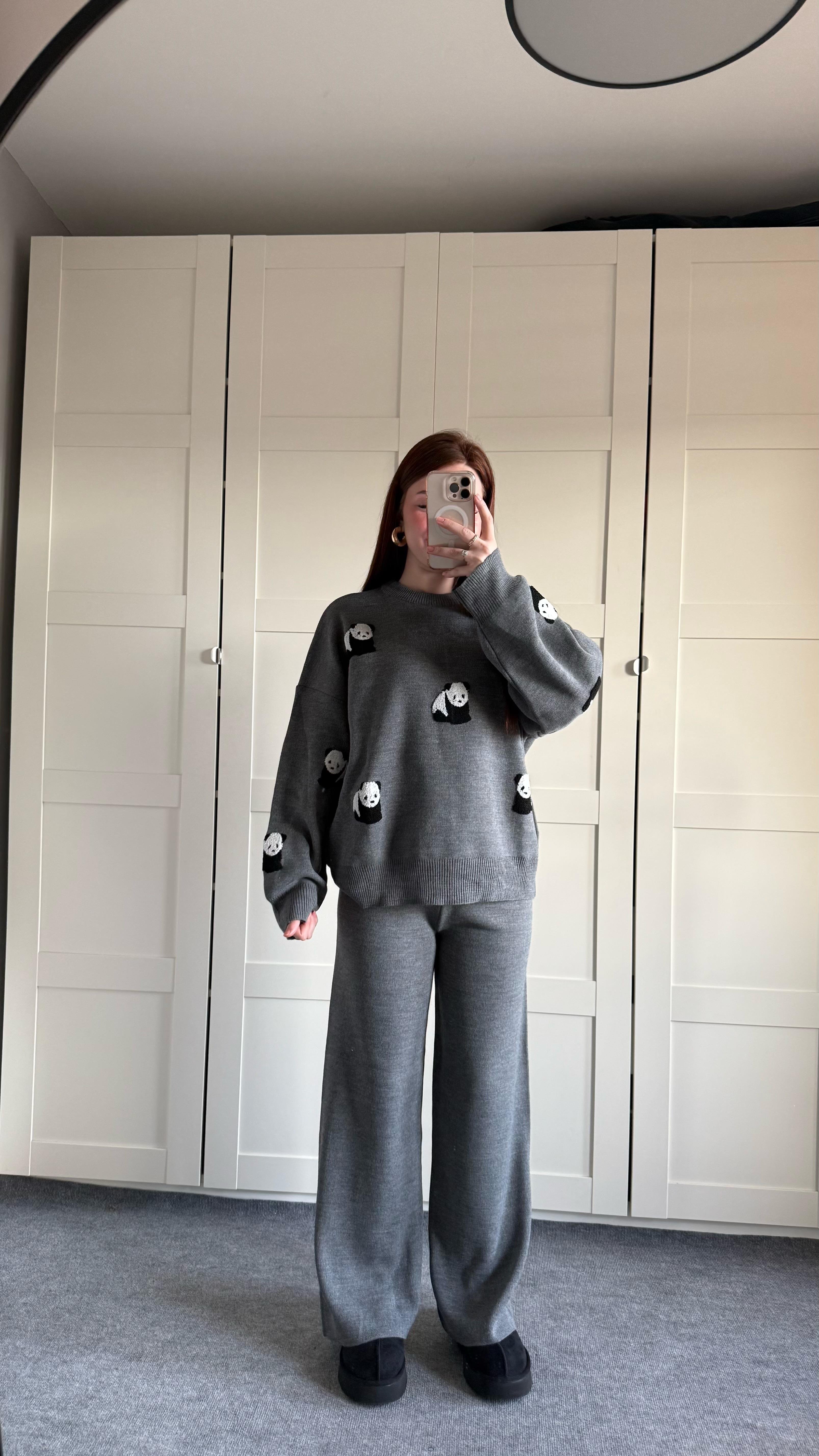 Panda Gri Triko Takım 