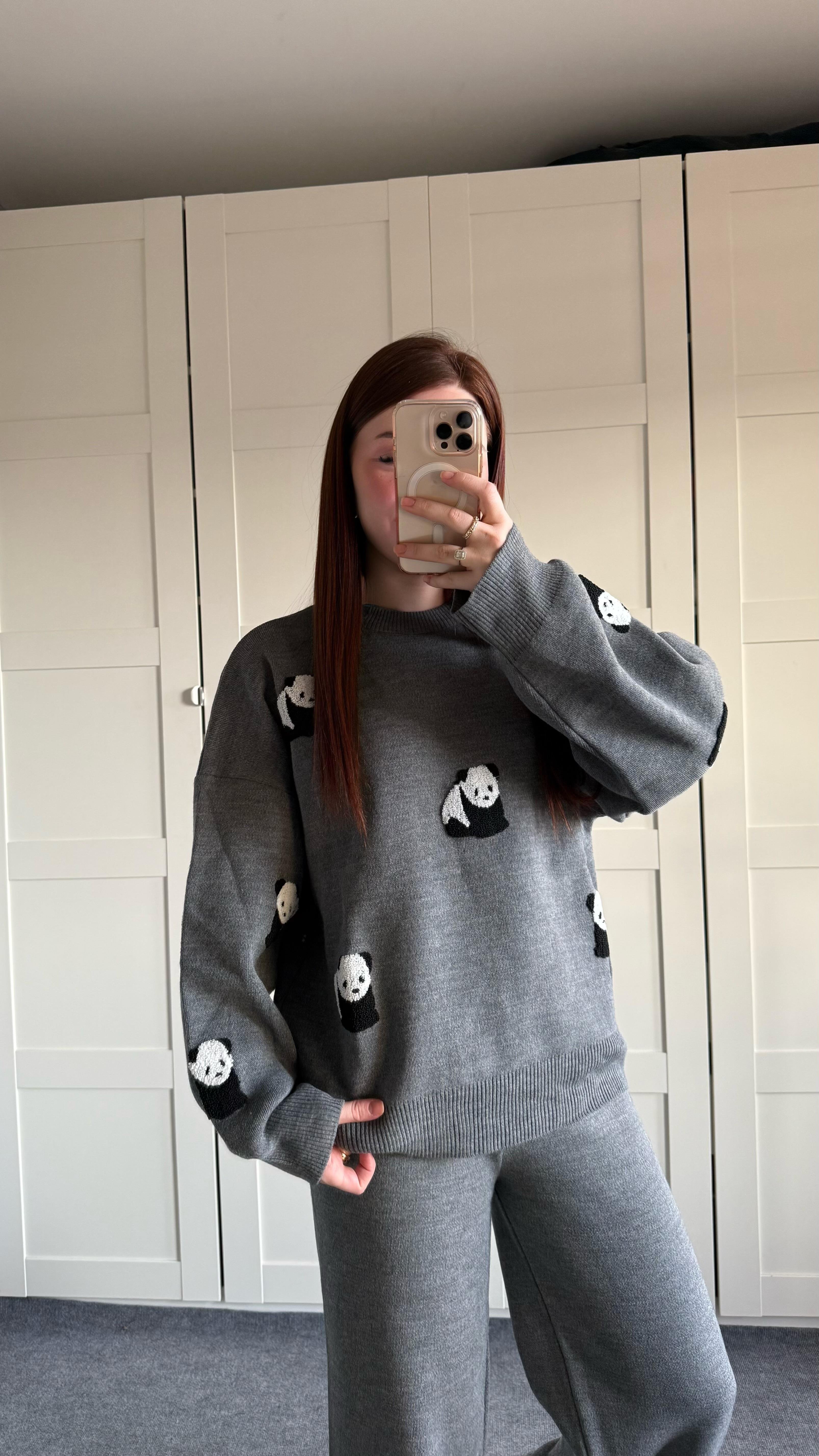 Panda Gri Triko Takım 