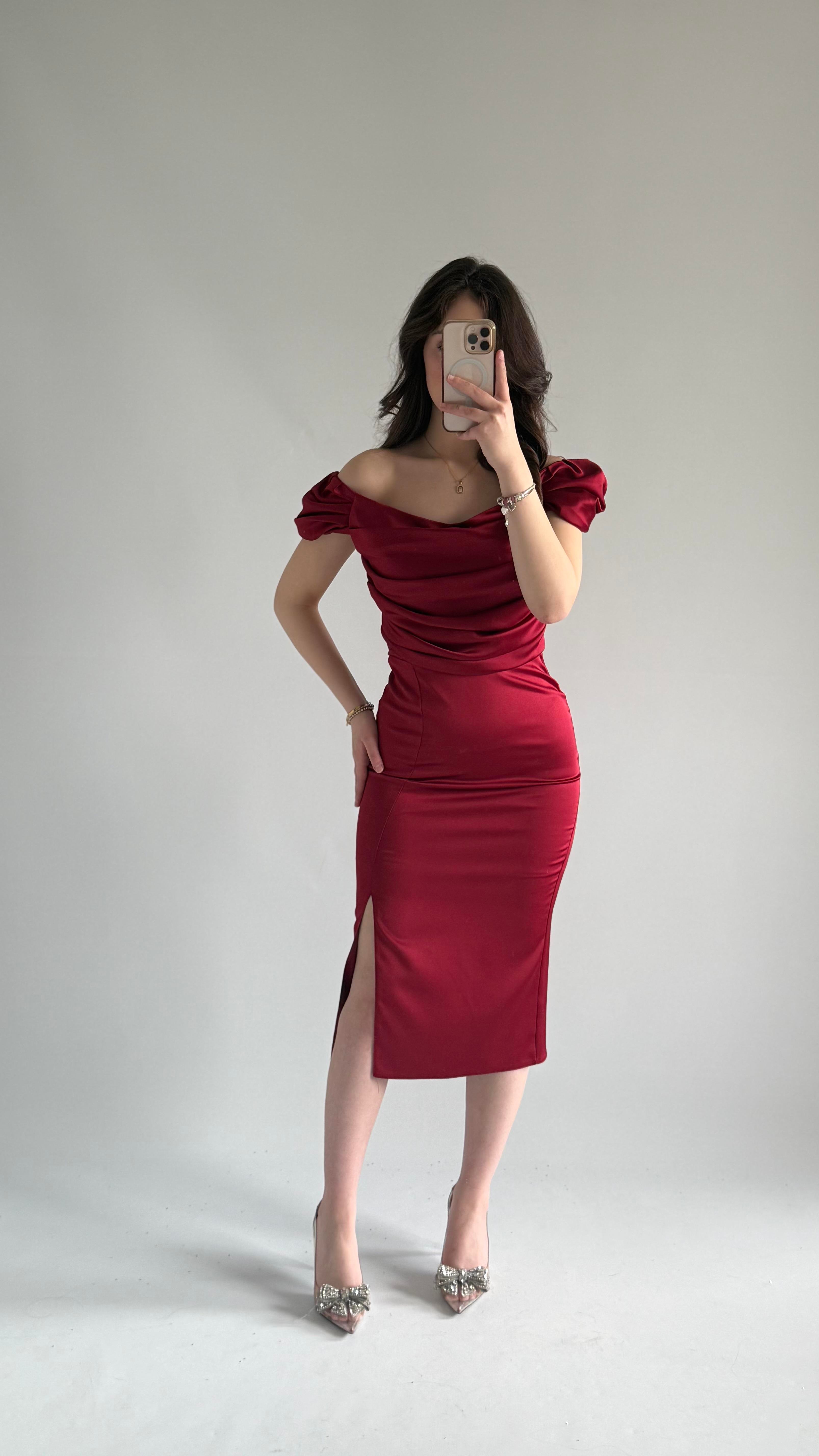 Pandora Midi Abiye Bordo