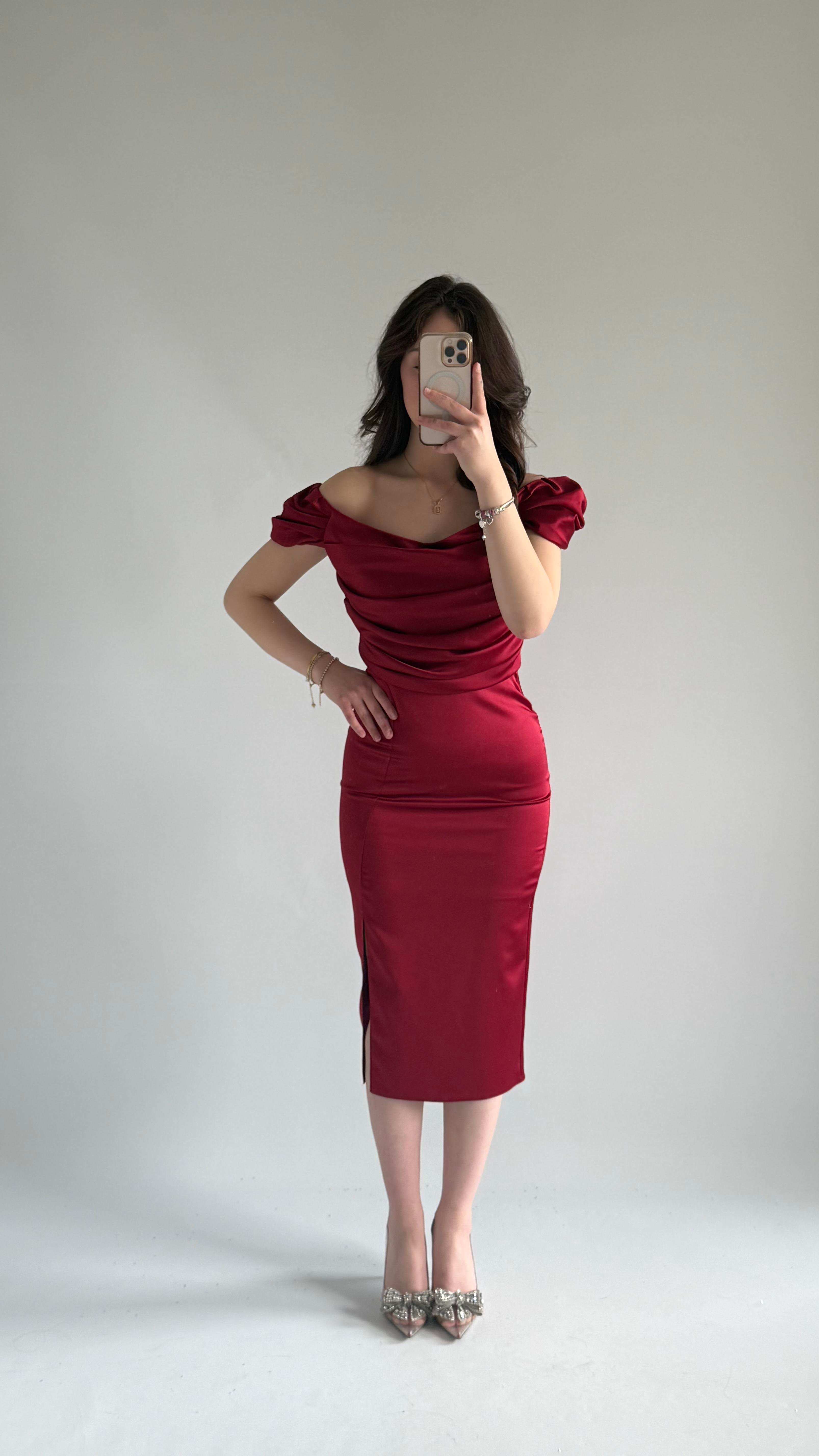 Pandora Midi Abiye Bordo