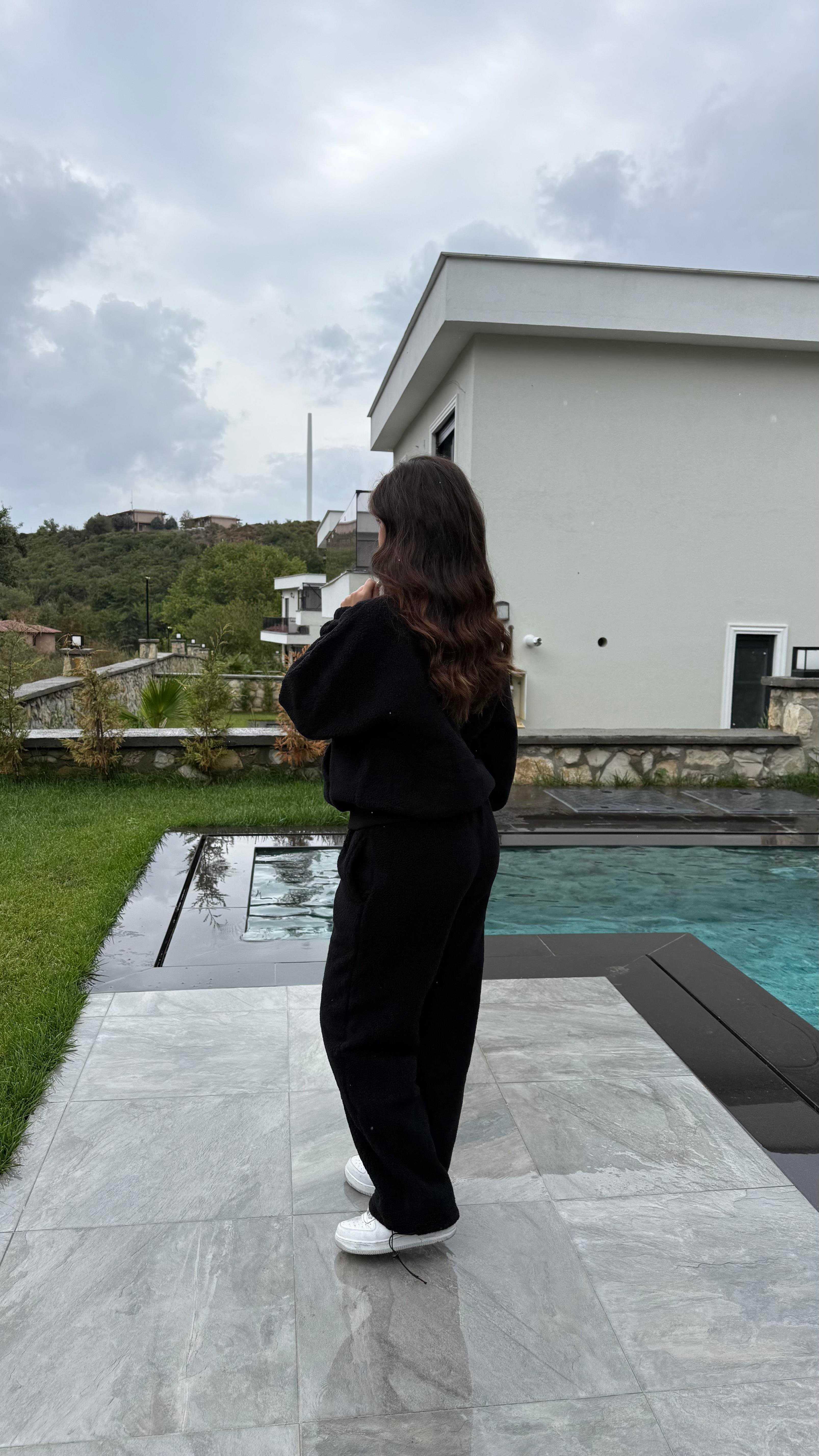 Peluş Sıcacık Eşofman Takımı Siyah