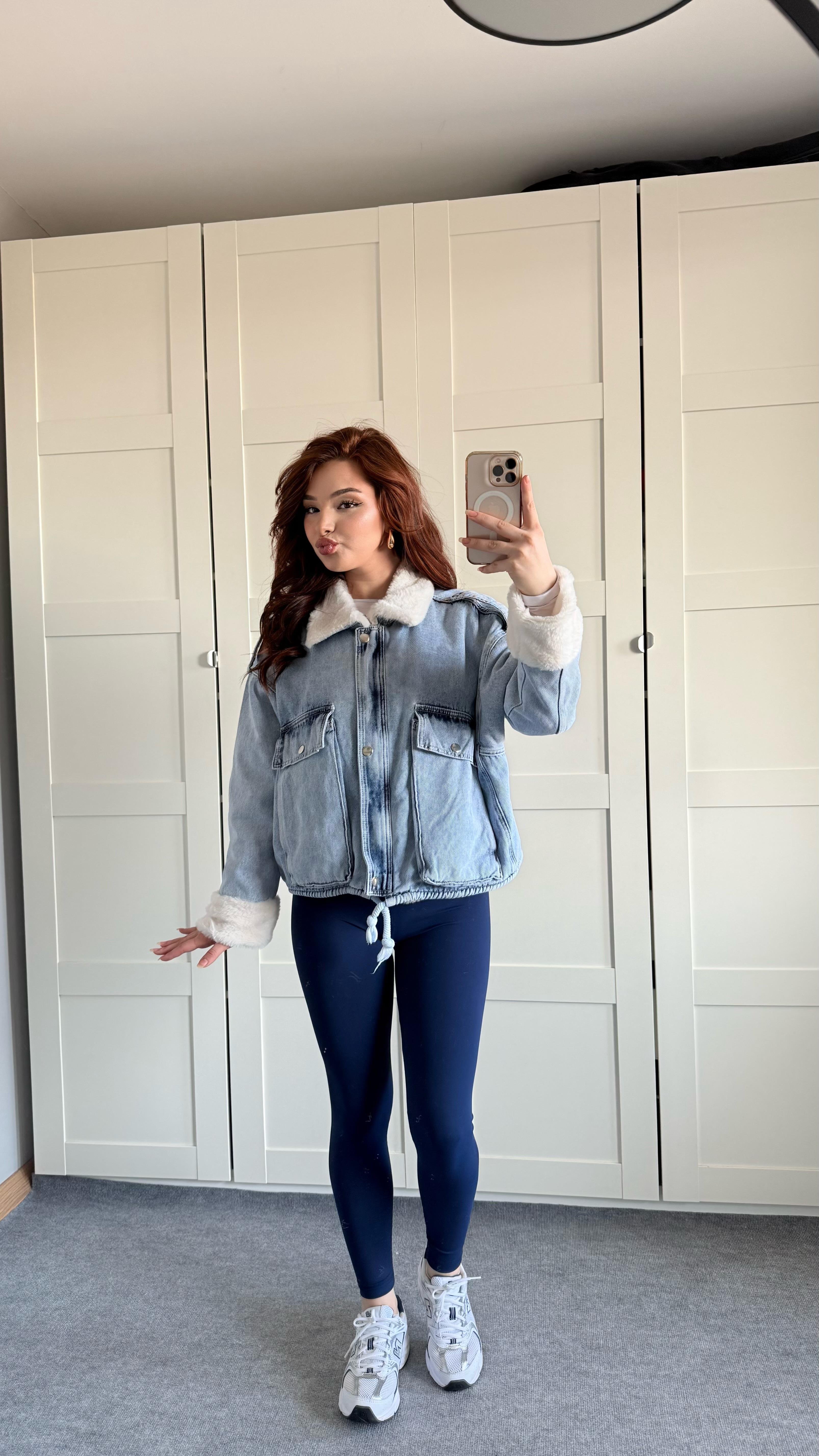 Peluşlu Kot Açık Mavi Ceket