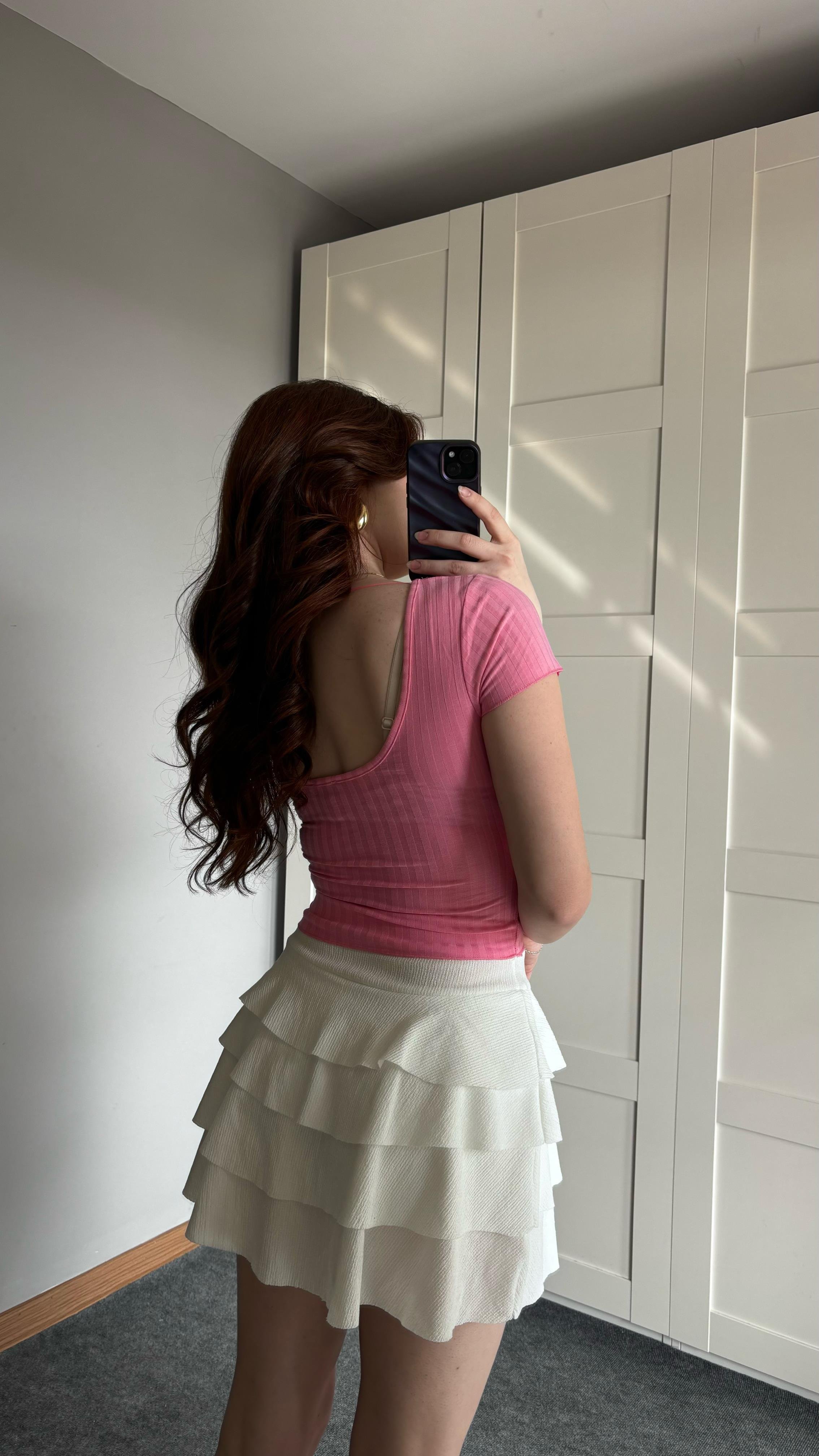 Pembe Fitilli Tişört
