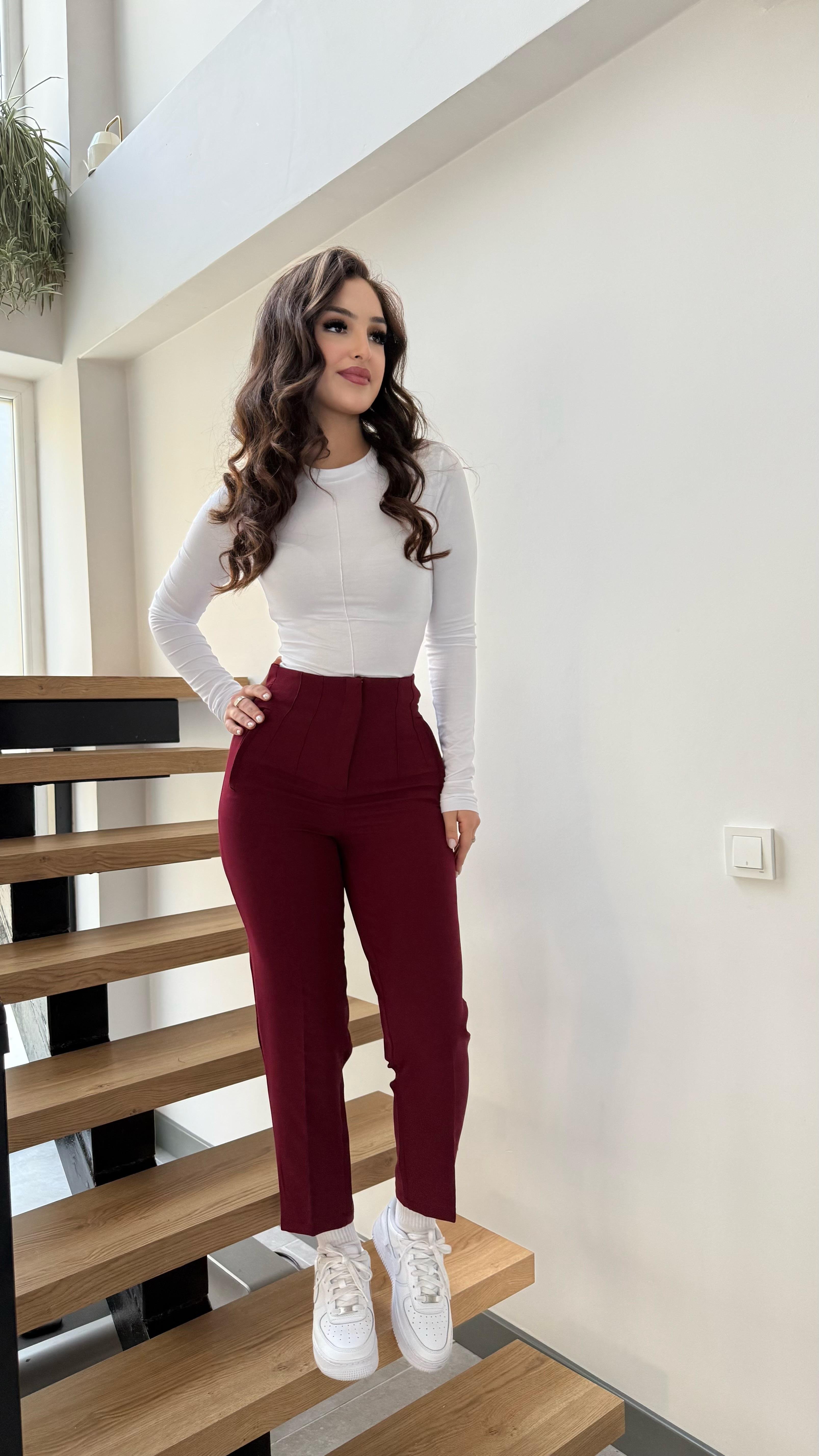 Pensli Kalem Pantolon Bordo
