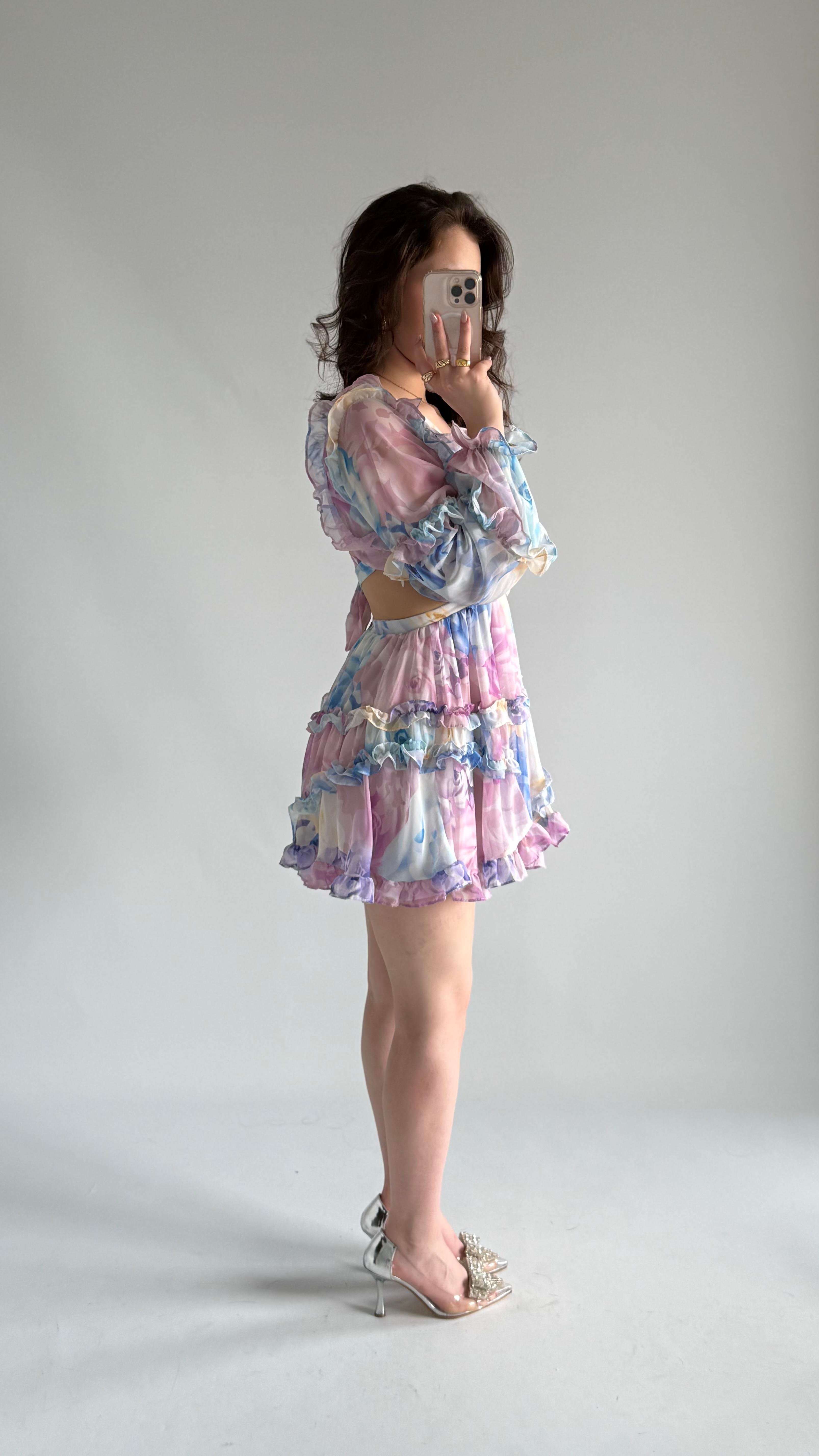 Perdue Sırt Dekolte Mini Elbise Lila