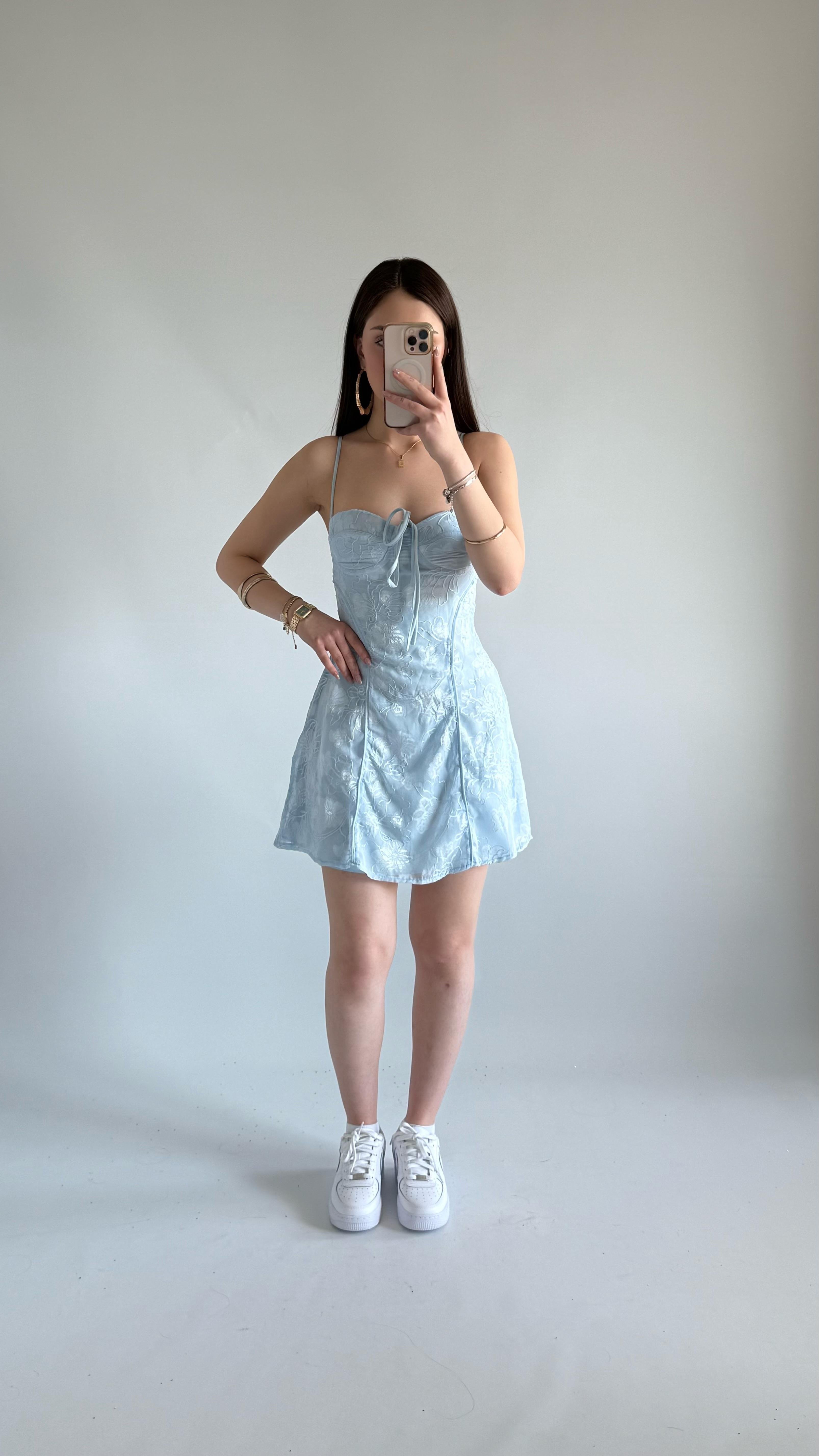 Pery Mini Dantel Elbise Bebe Mavisi