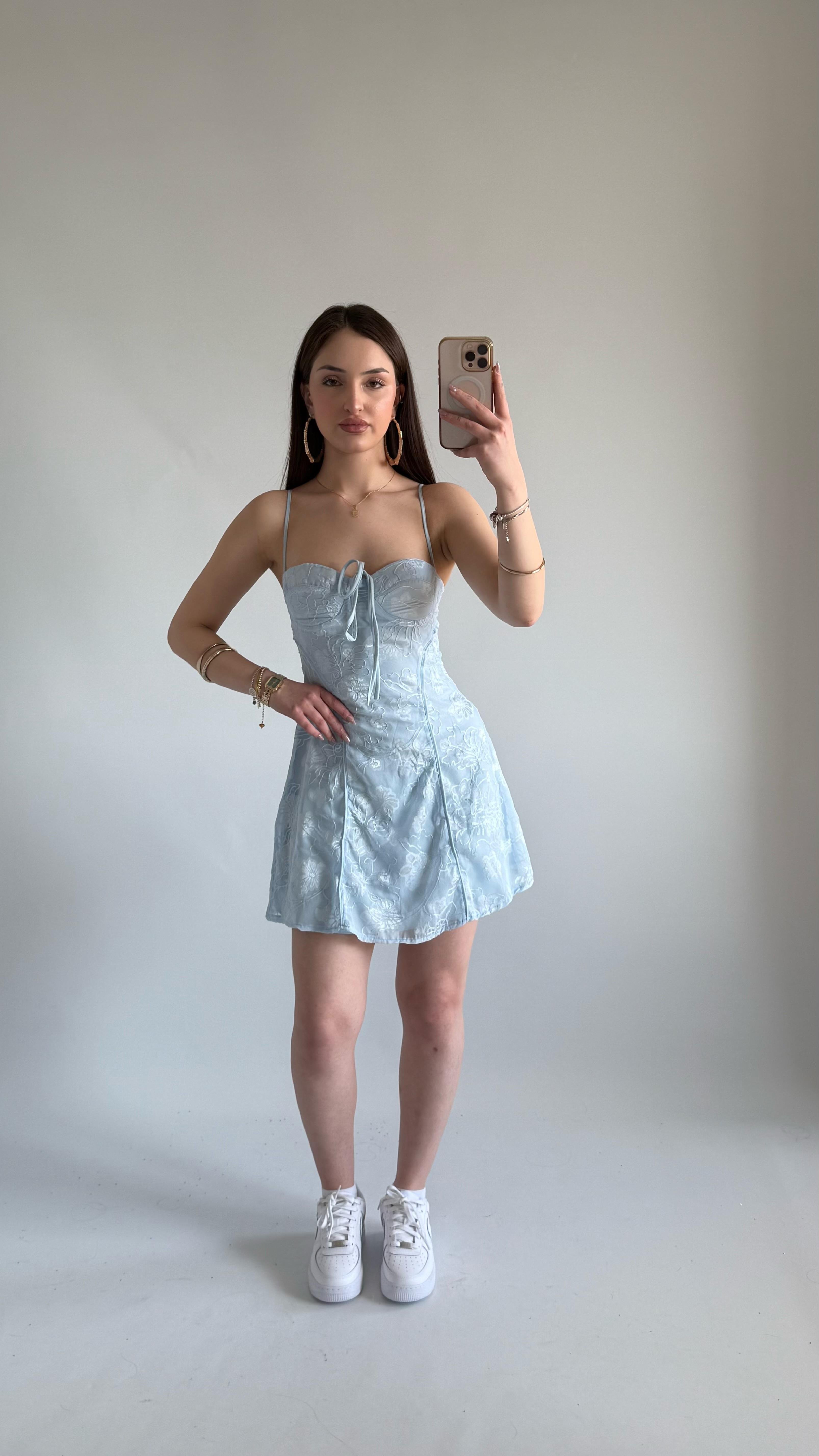 Pery Mini Dantel Elbise Bebe Mavisi