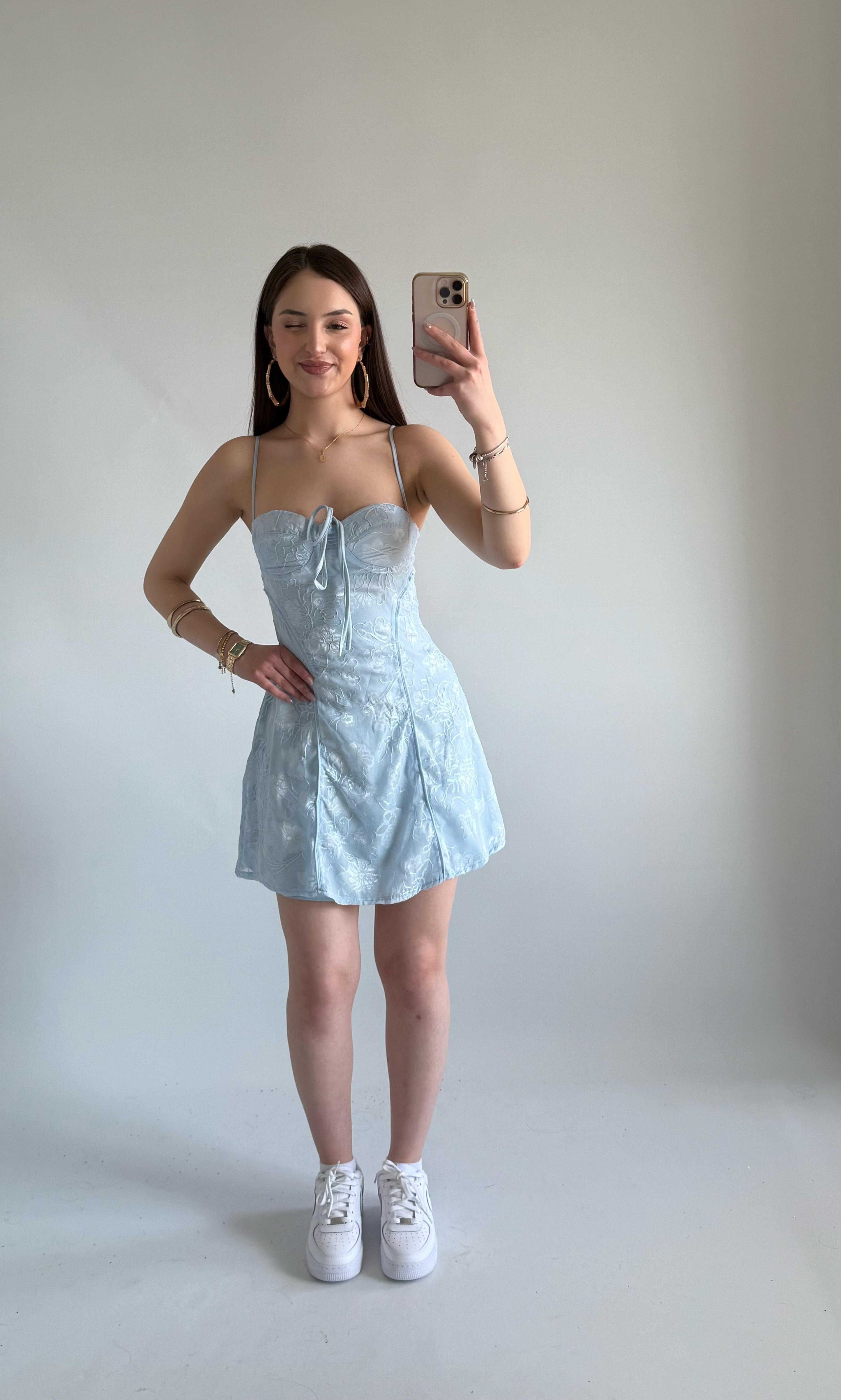Pery Mini Dantel Elbise Bebe Mavisi