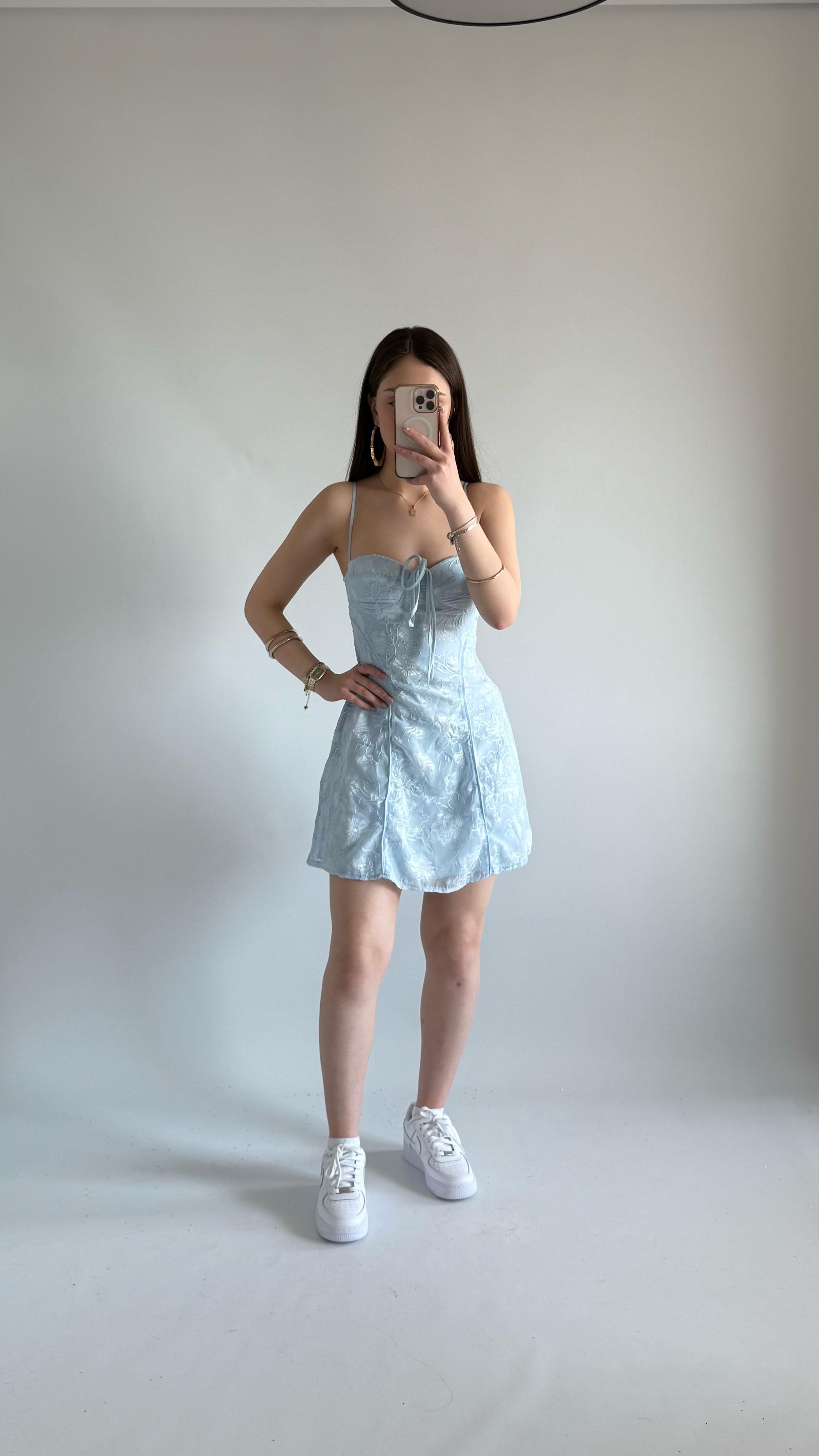 Pery Mini Dantel Elbise Bebe Mavisi