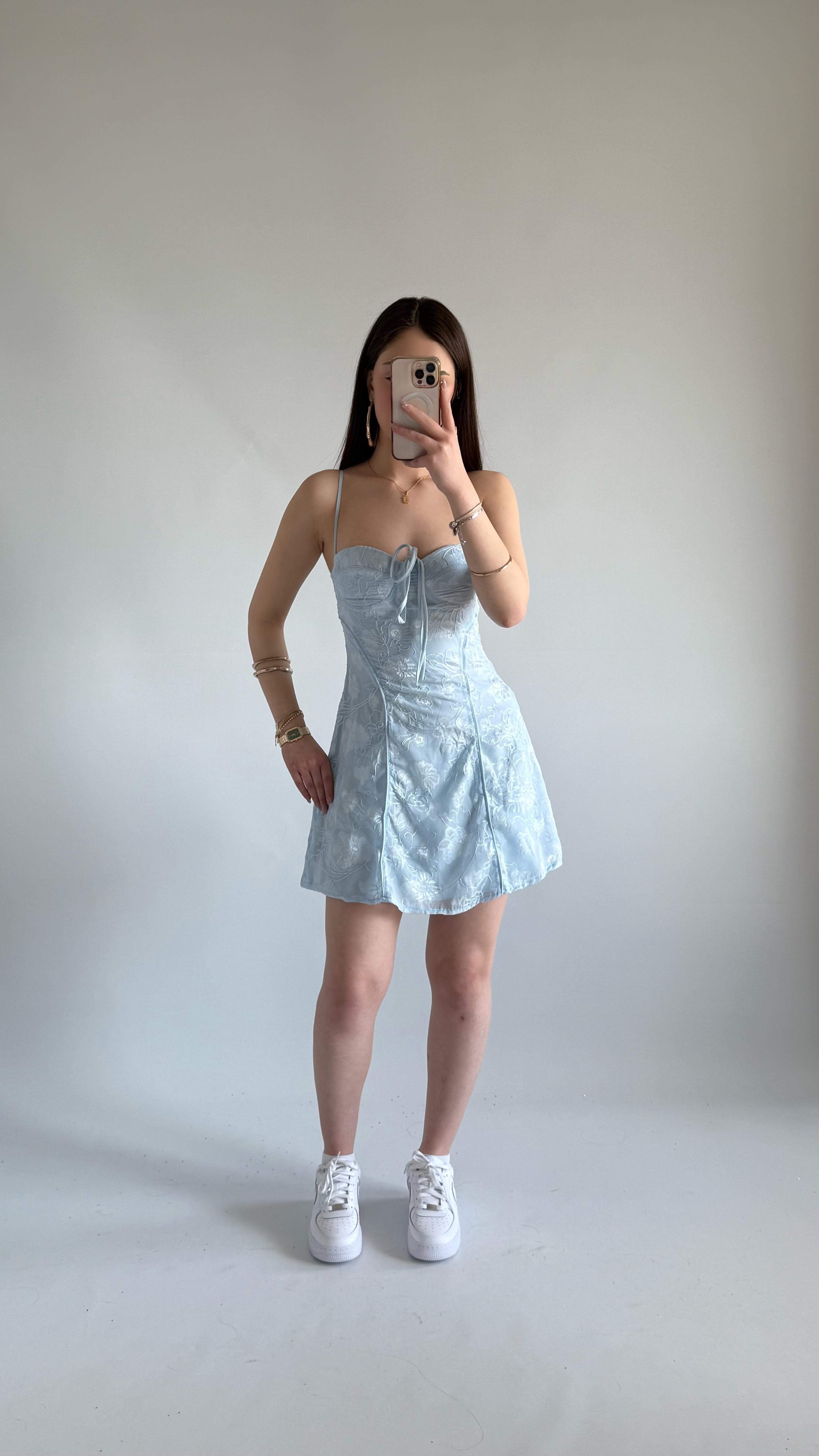 Pery Mini Dantel Elbise Bebe Mavisi