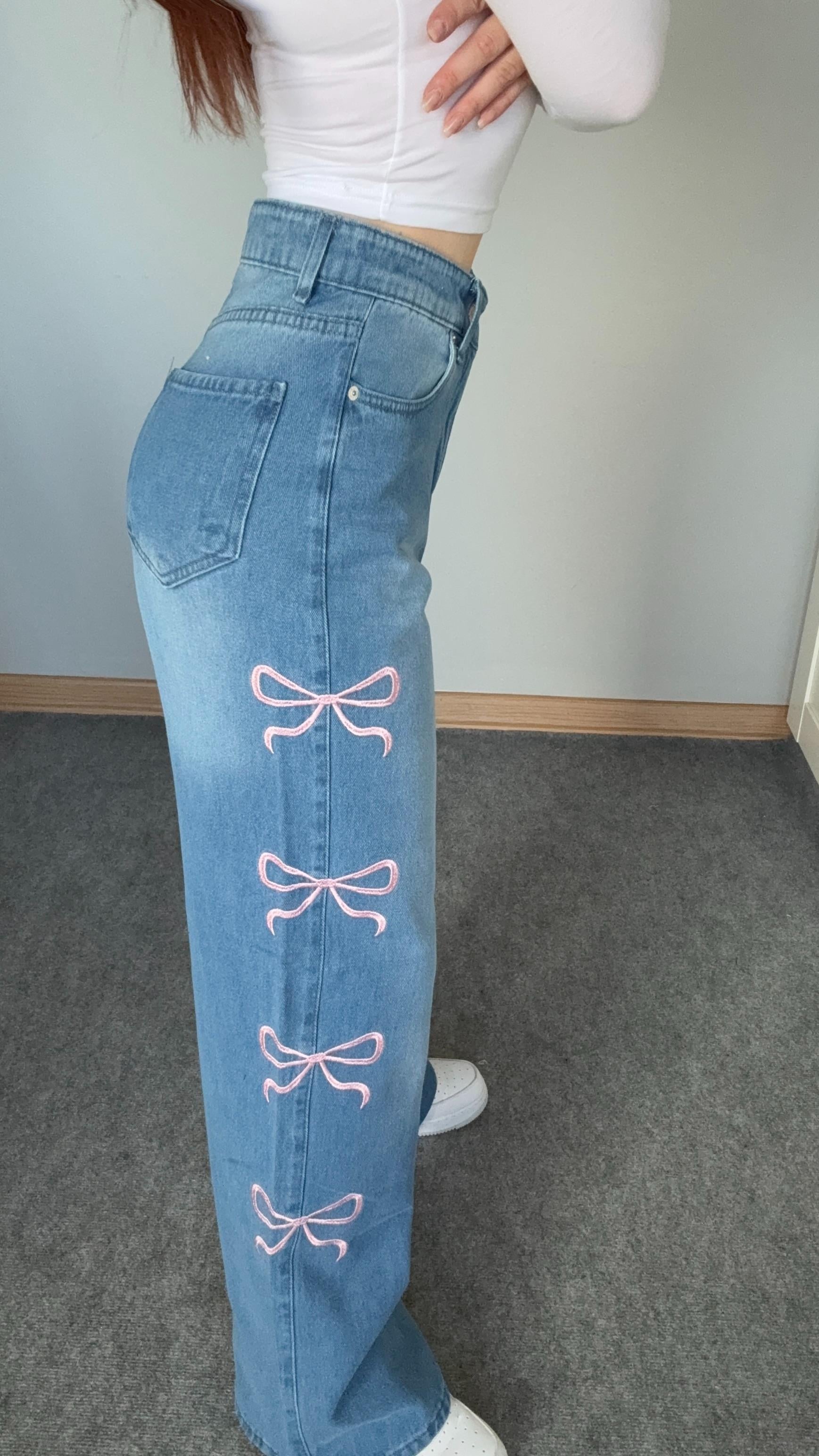 Plazzo Yan Kurdele Nakışlı Pantolon Pembe