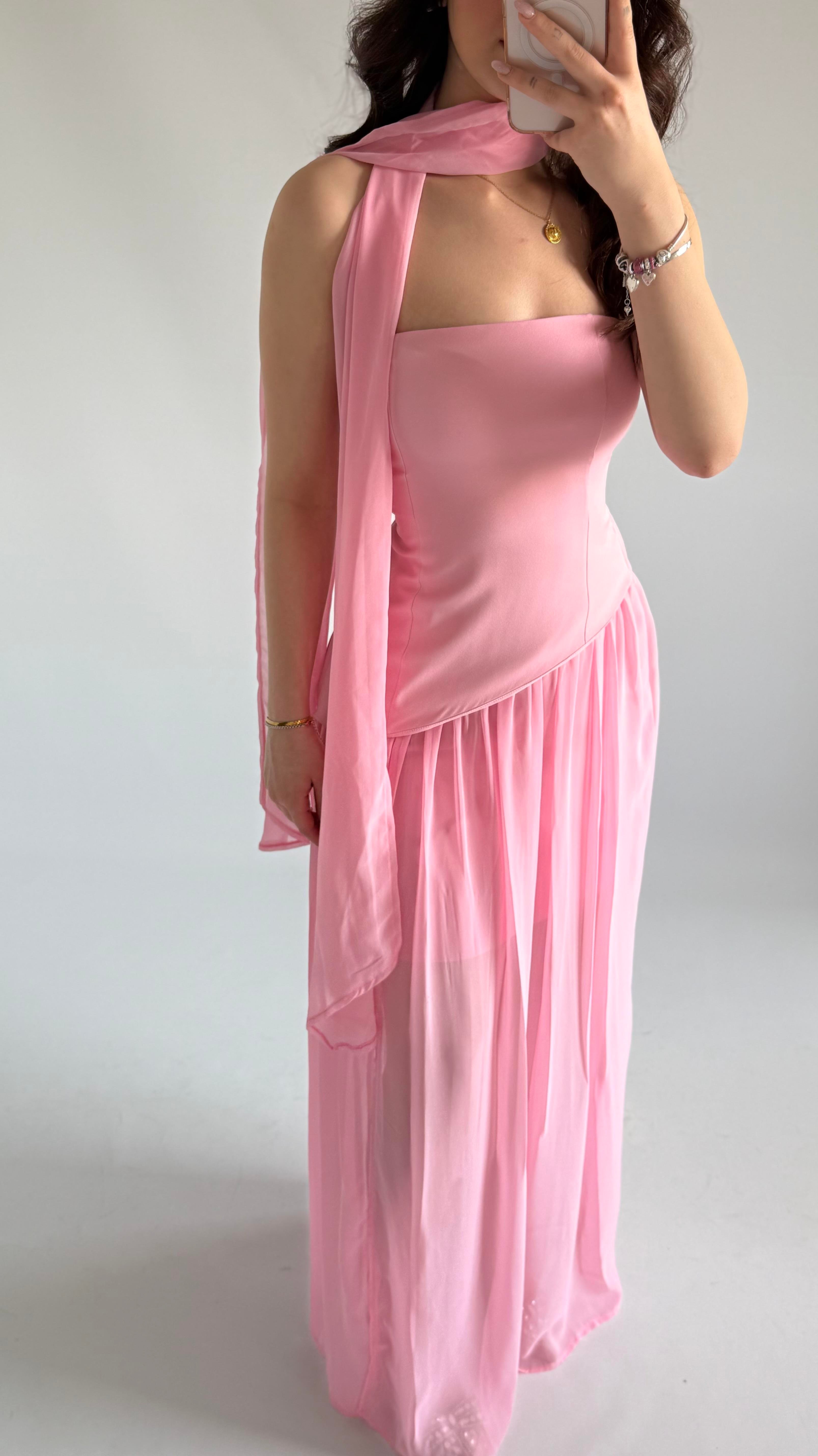 Pookie Fularlı Elbise Pembe