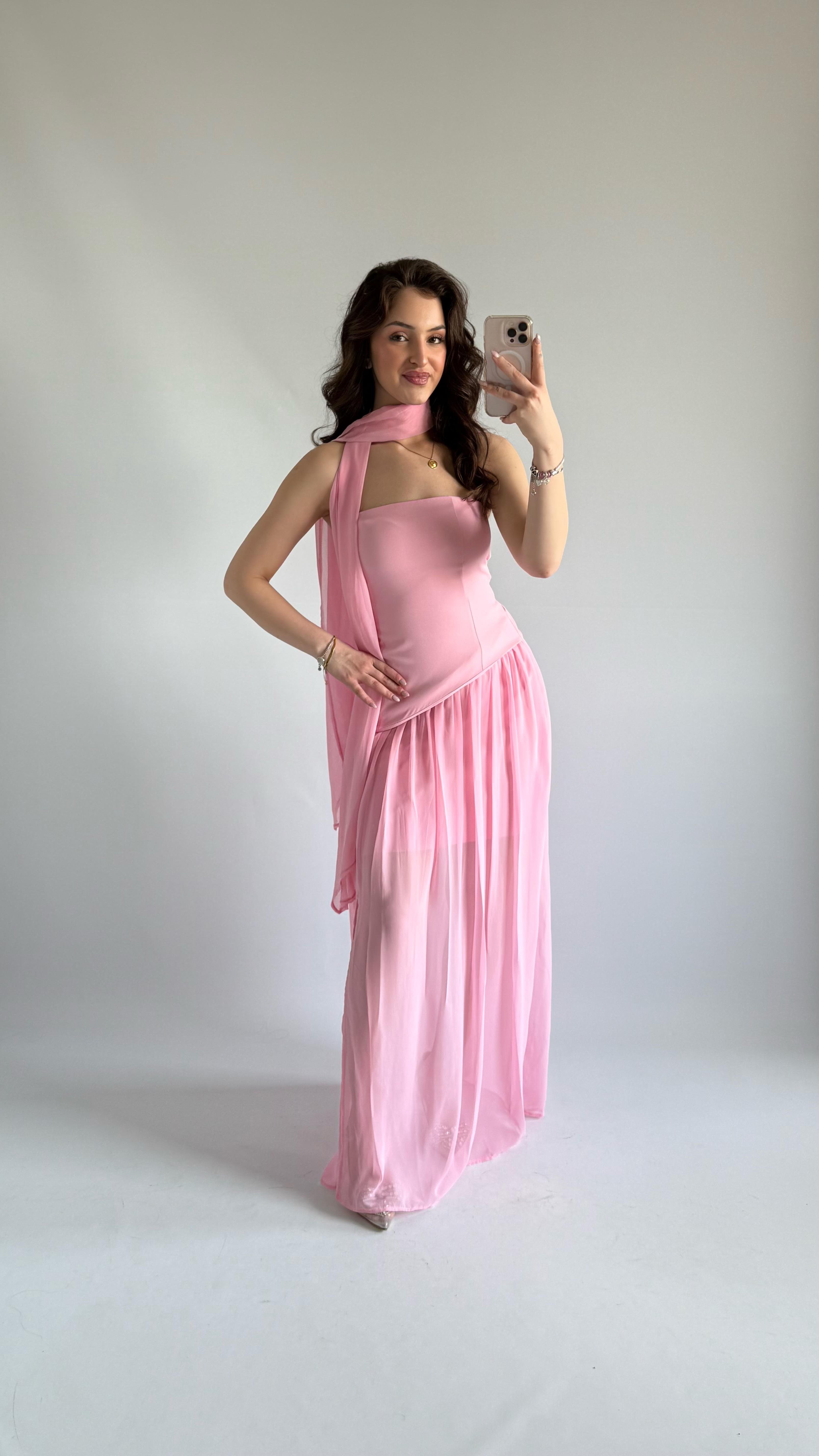 Pookie Fularlı Elbise Pembe