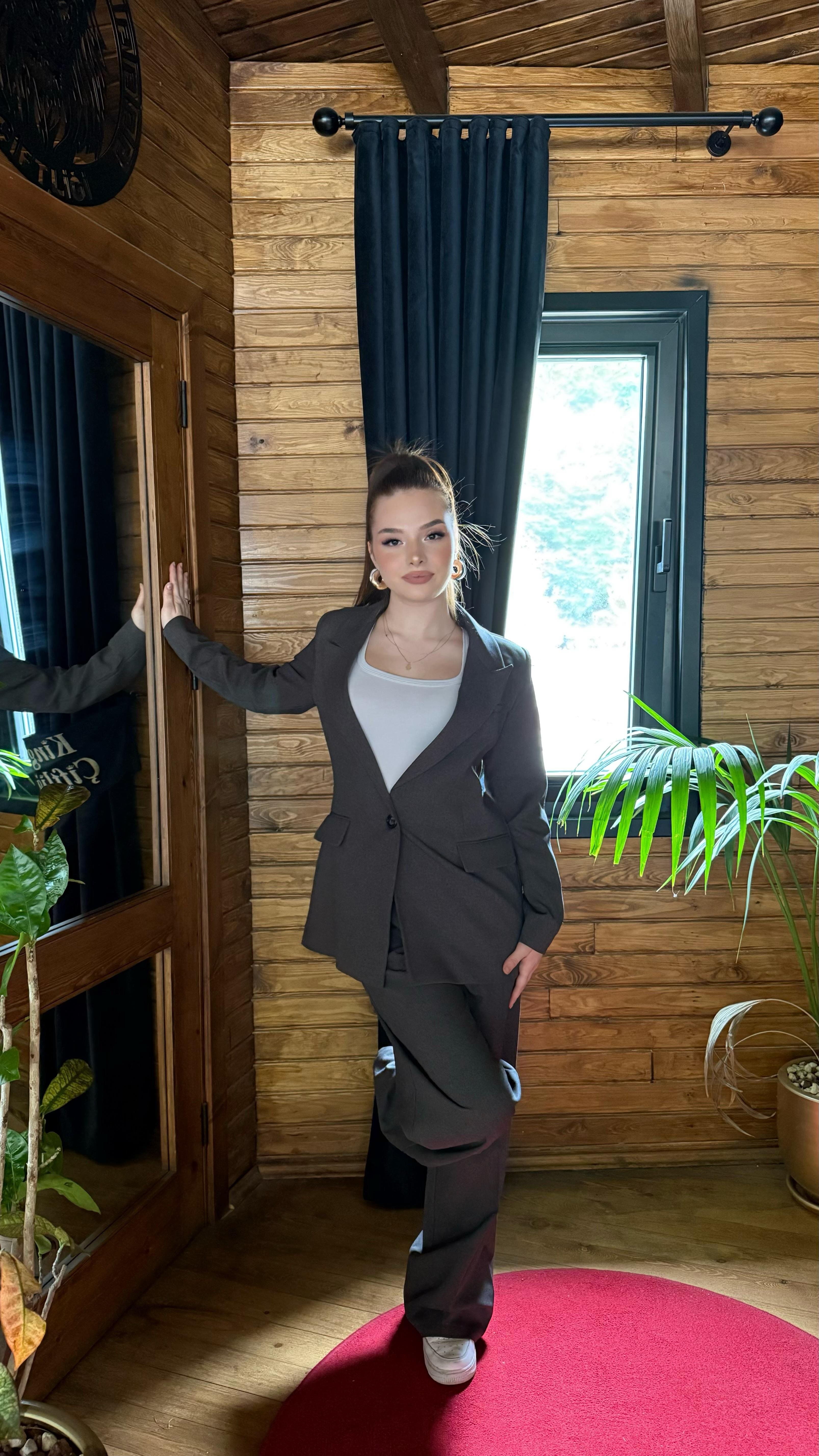 Premium Antrasit Titanyum Vatkalı Ceket