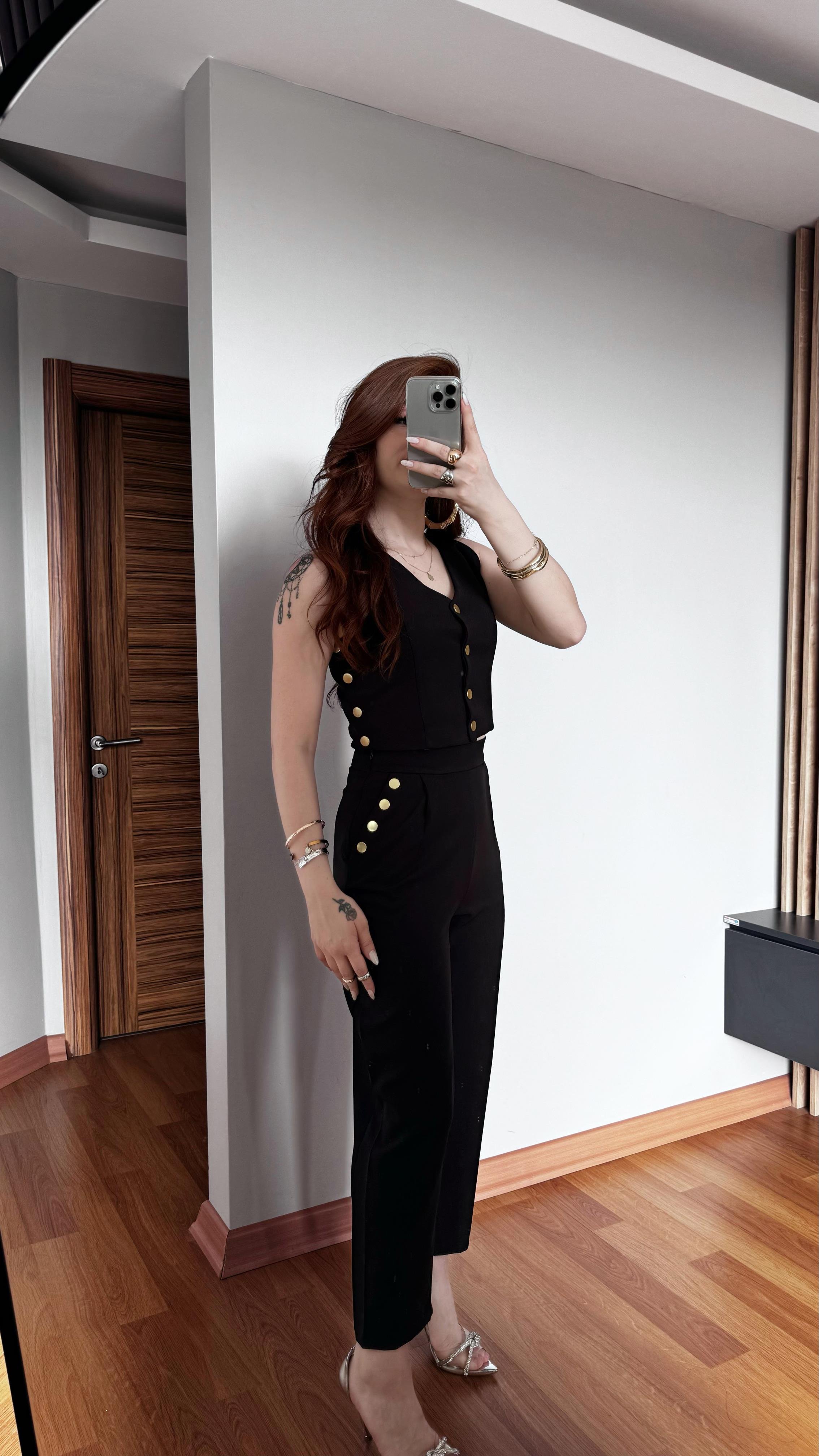 Premium Ceket Çıtçıt Takım Siyah