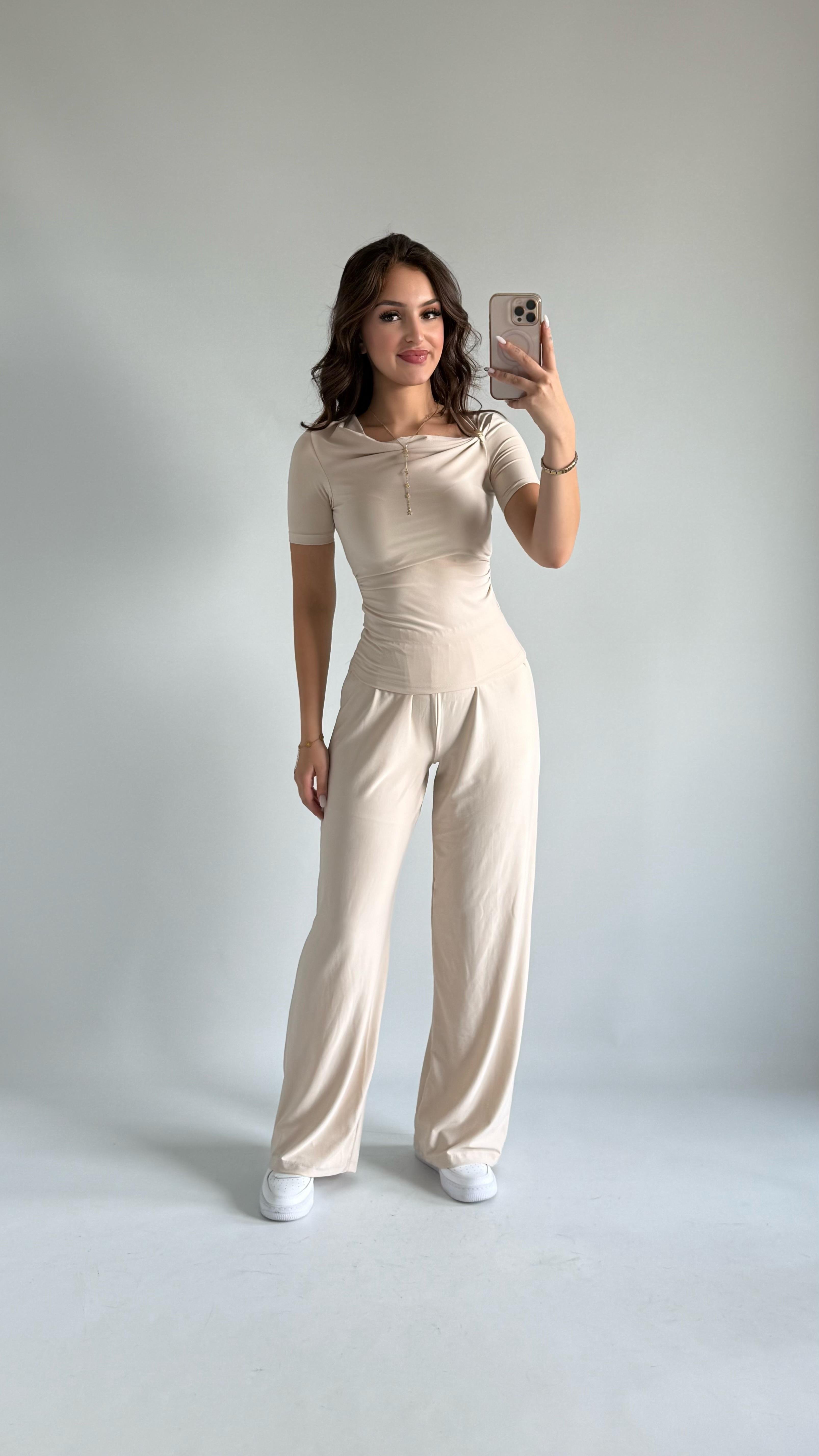 Premium Düğmeli Sandy Bluz Bej