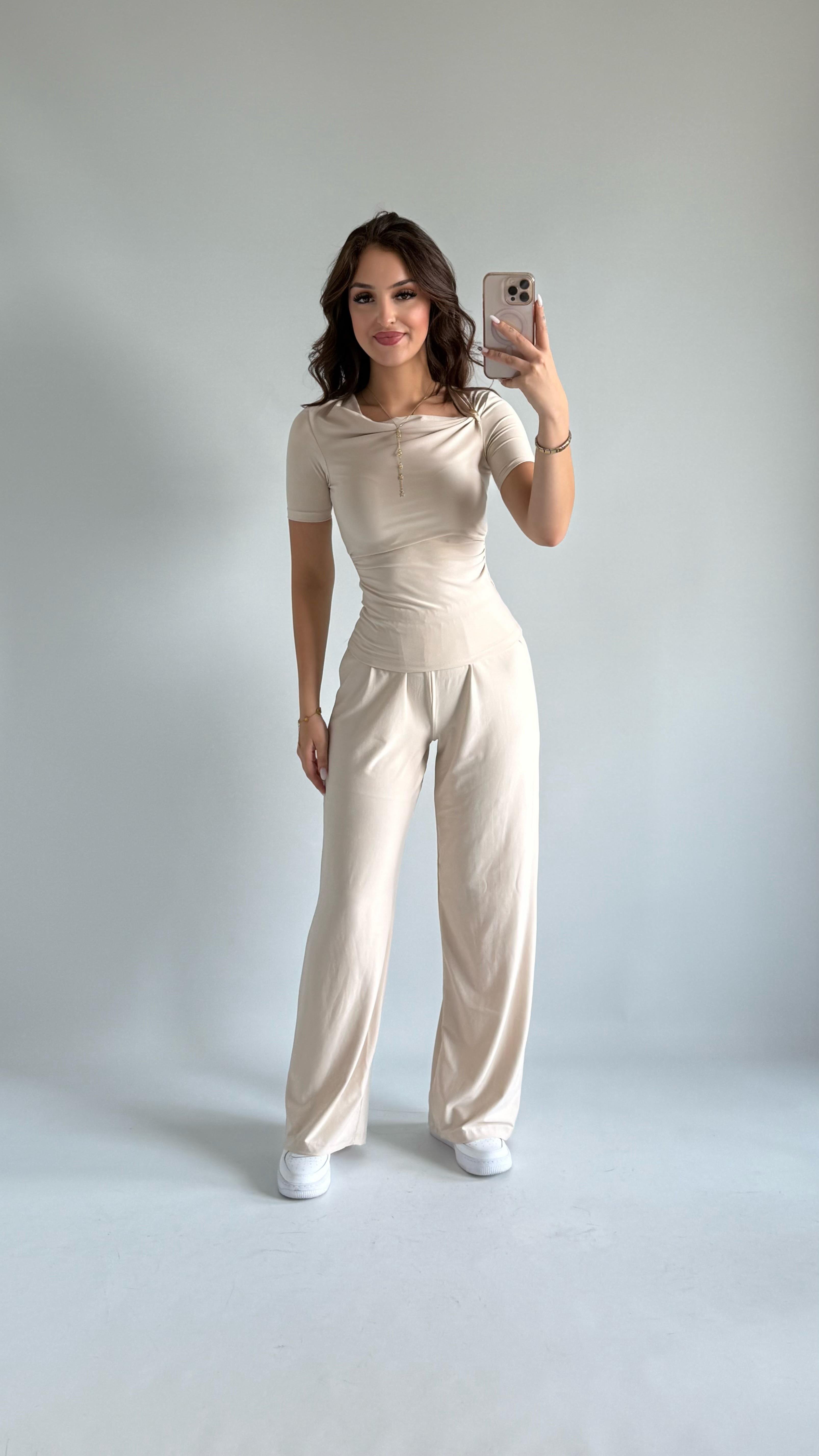 Premium Düğmeli Sandy Bluz Bej