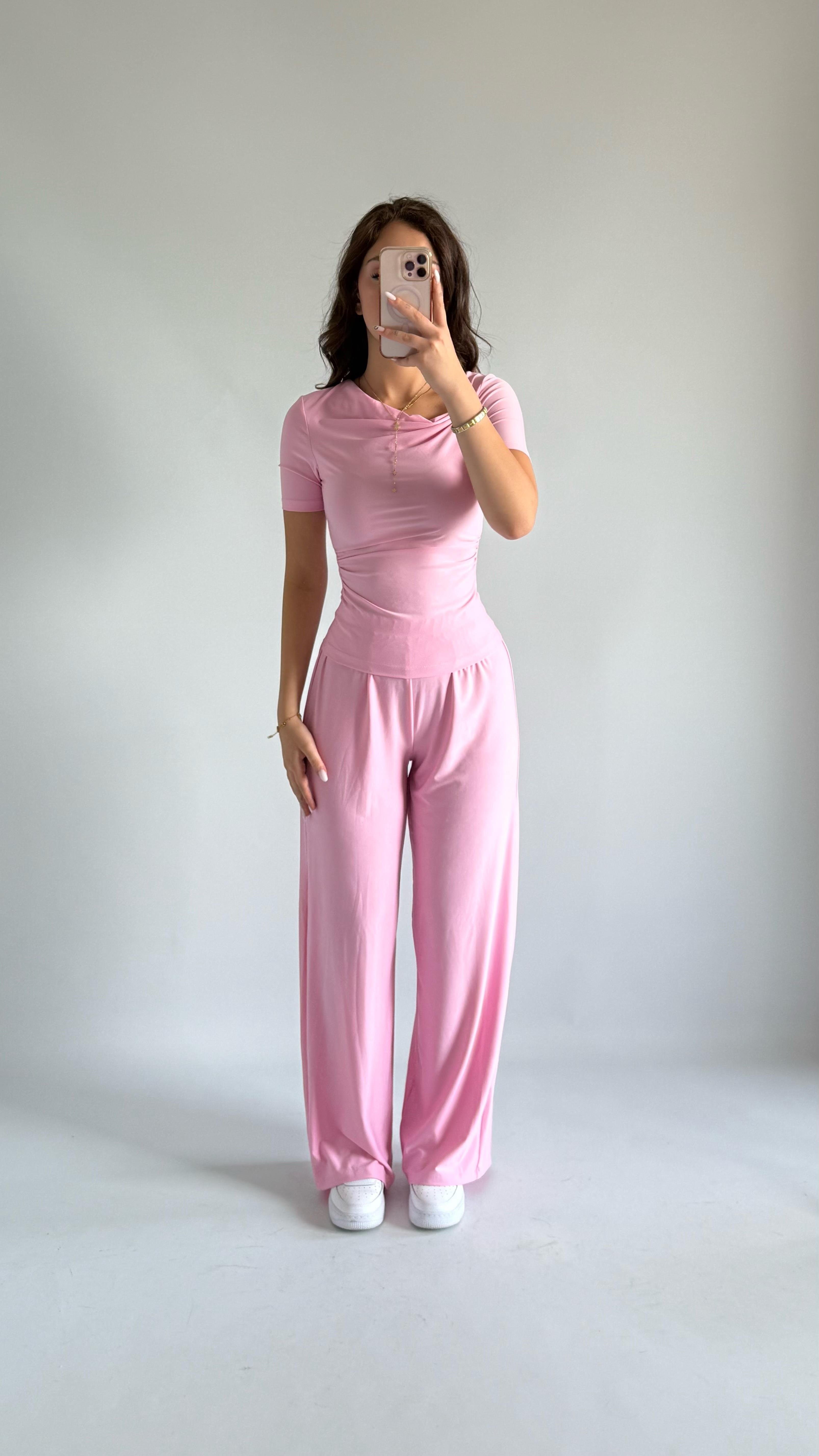 Premium Düğmeli Sandy Bluz Pembe