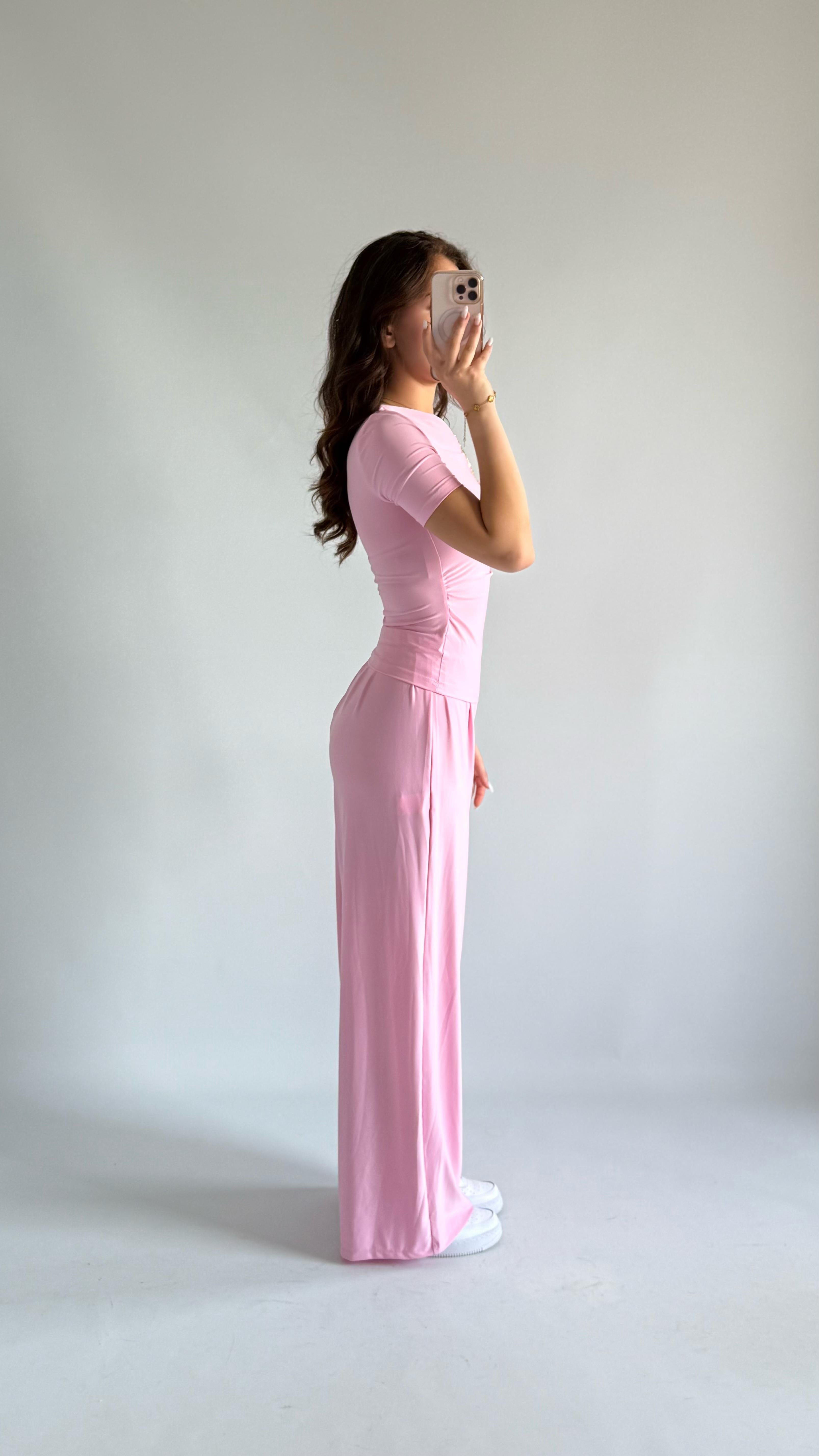 Premium Düğmeli Sandy Bluz Pembe