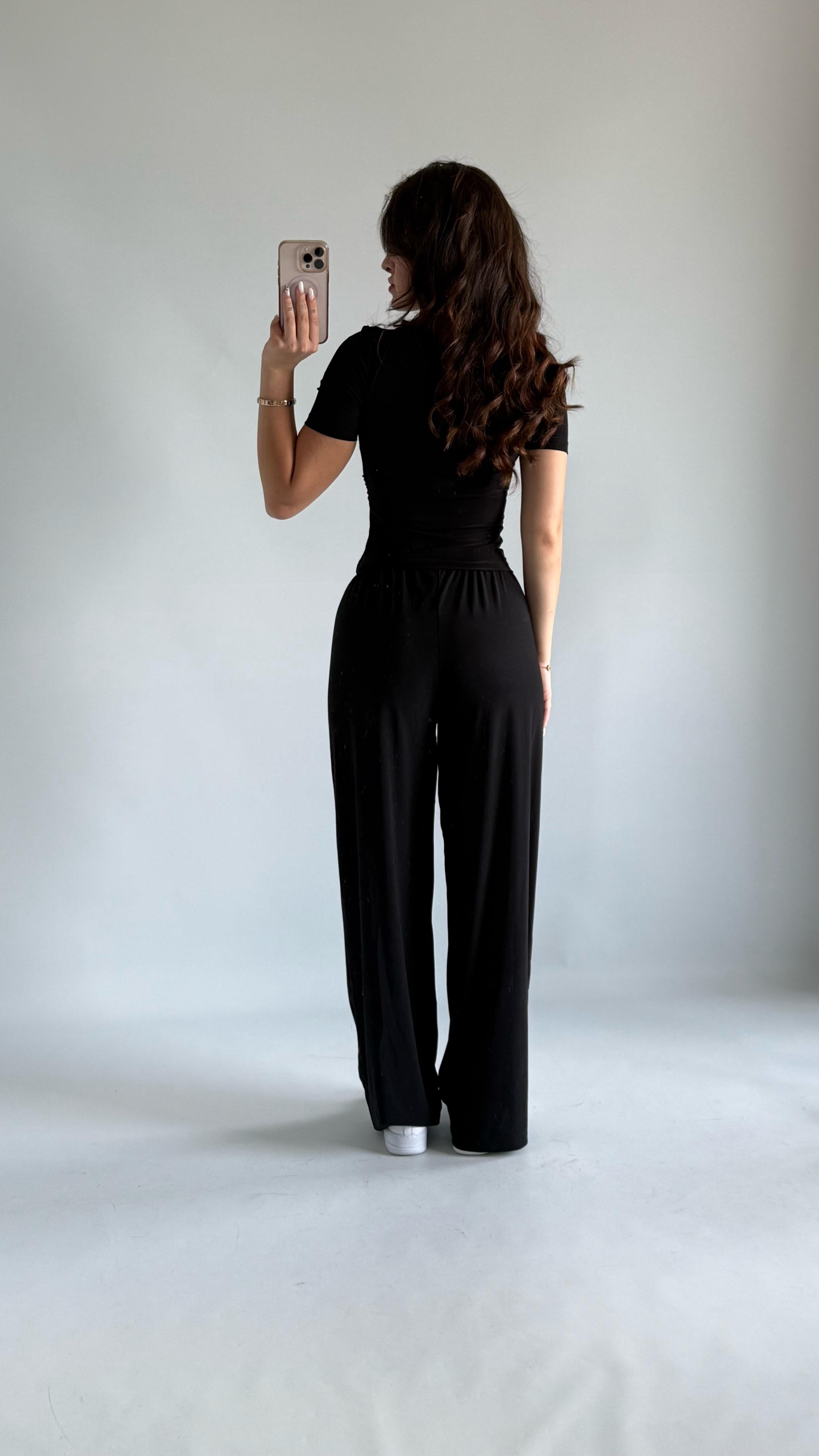 Premium Düğmeli Sandy Bluz Siyah