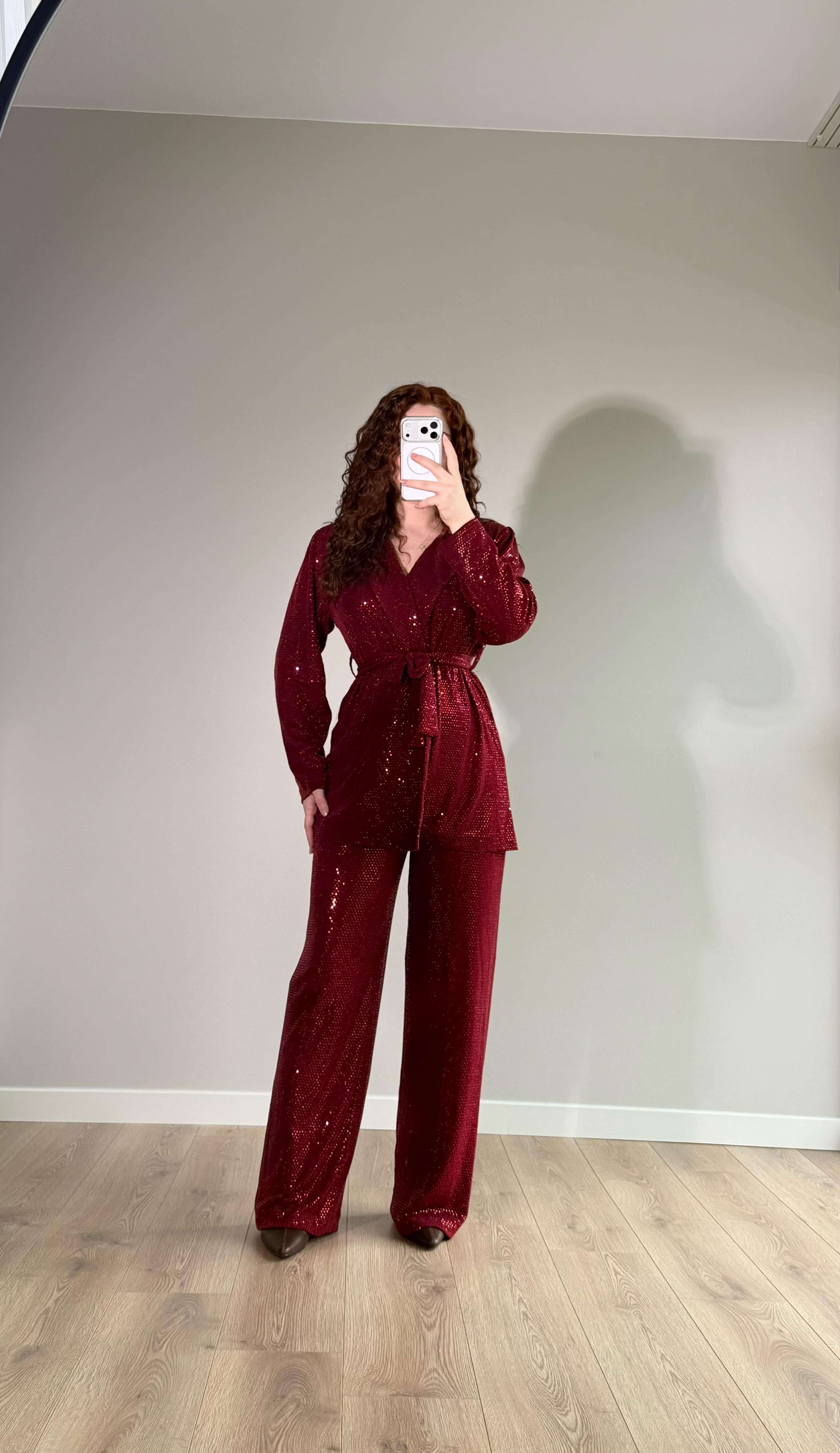 Pullu Premium Ceket Takım Bordo