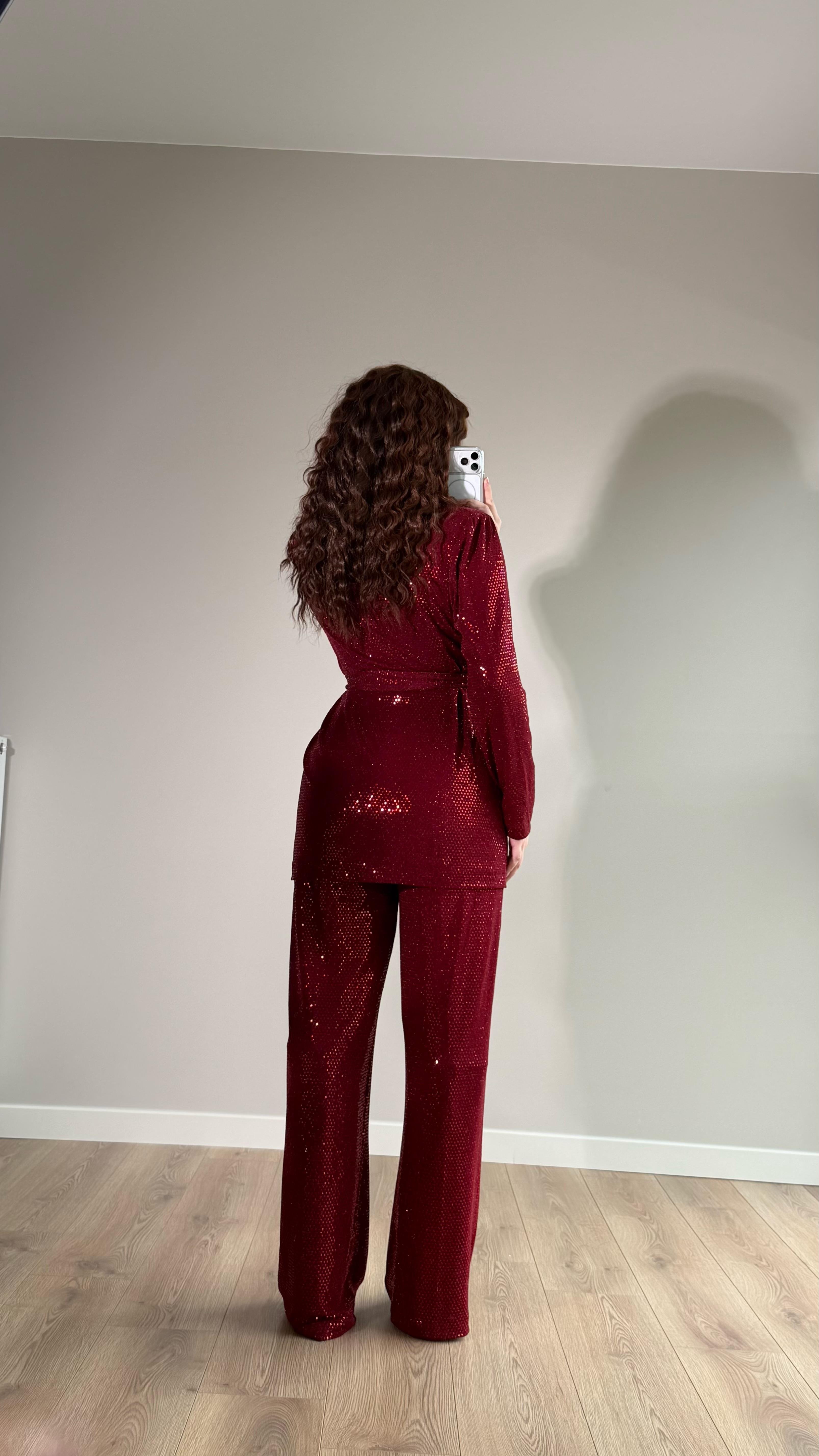 Pullu Premium Ceket Takım Bordo